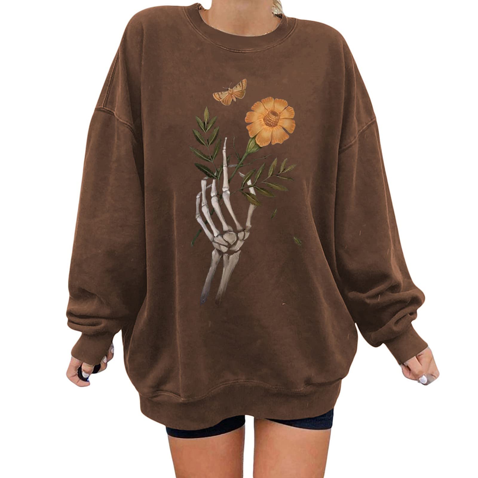 Funny Skeleton Printed Women's Front Zip Hoodie - Casual Long Sleeve Crewneck Jacket for Women | Perfect for Halloween, Cosplay & Streetwear Fashion