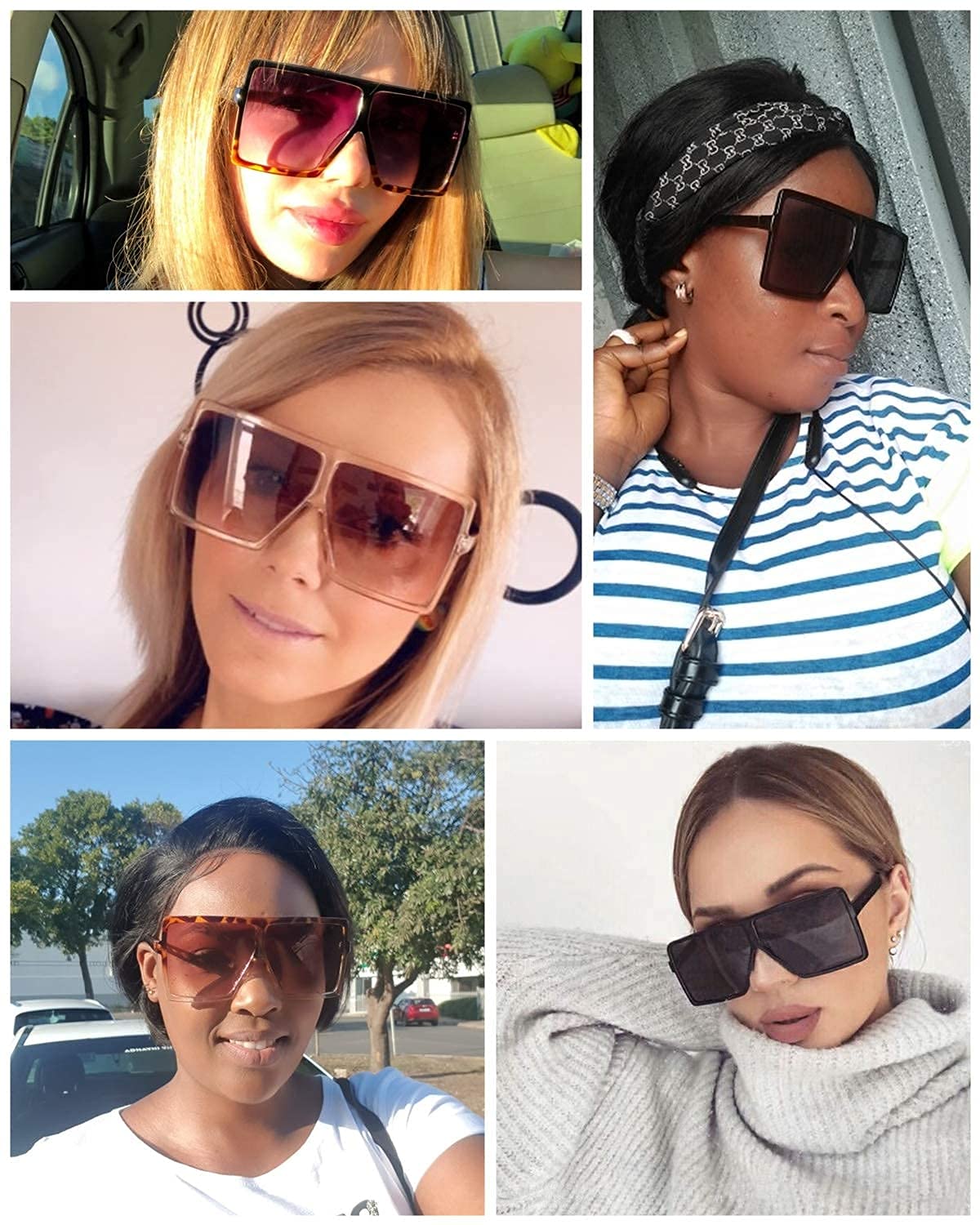 FEISEDY Women's Oversized Square Sunglasses - UV400 Protection, Large Frame Fashion Shades for Women - Perfect for Beach, Driving & Outdoor Activities