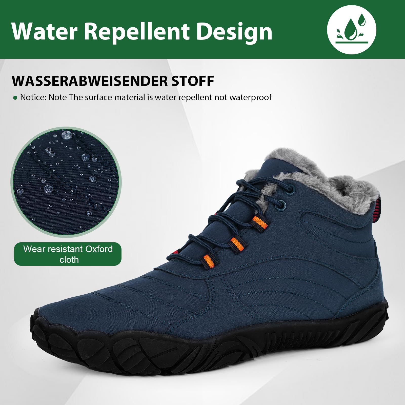 Winter Barefoot Shoes for Women & Men - Waterproof Minimalist Snow Boots with Wide Toe Box & Non-Slip Sole - Perfect for Running, Walking & Outdoor Activities in Cold Weather