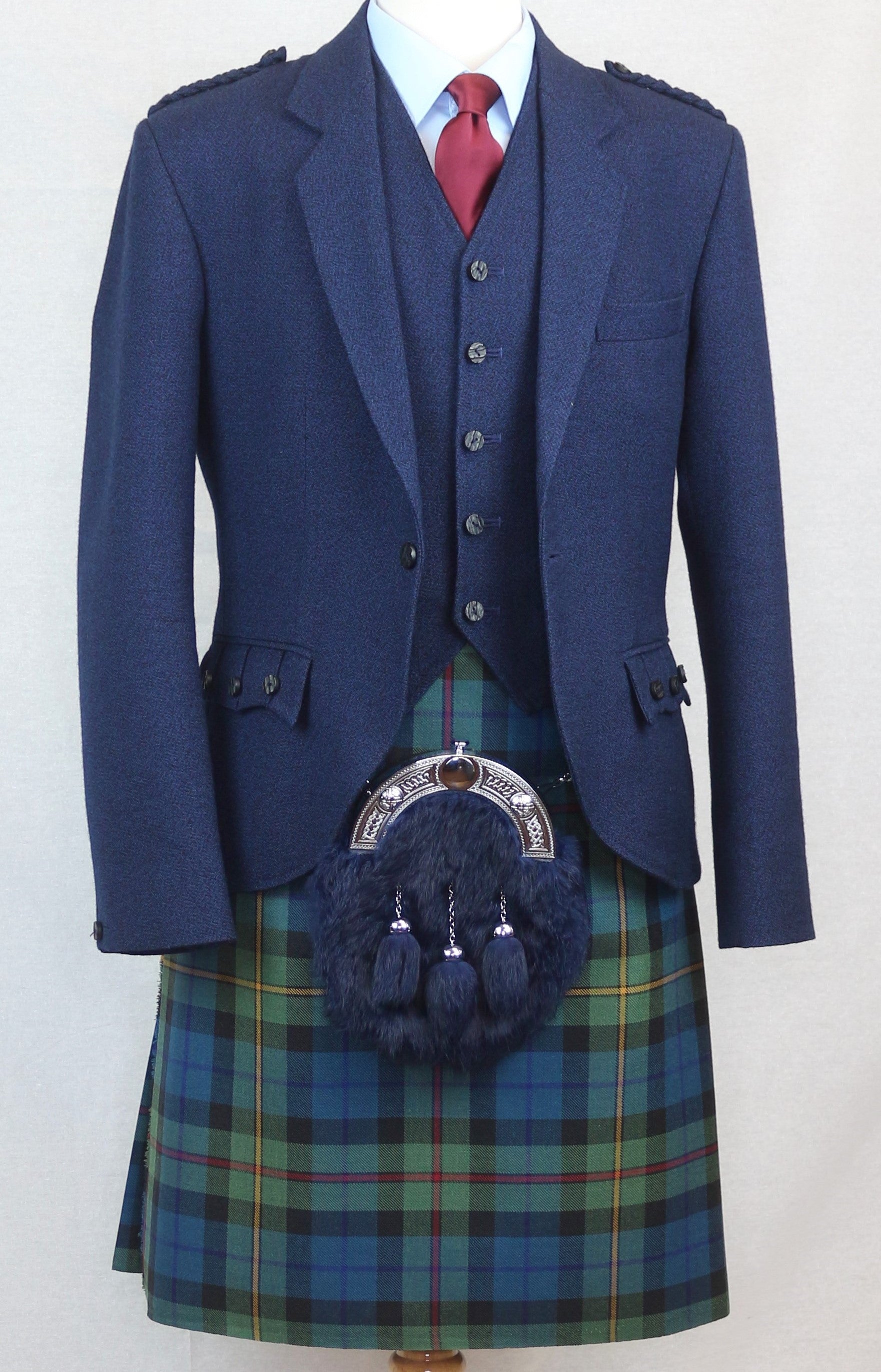 Navy Arrochar Tweed Outfit for Women - Classic Elegant Jacket and Skirt Set - Perfect for Office, Parties, and Formal Events