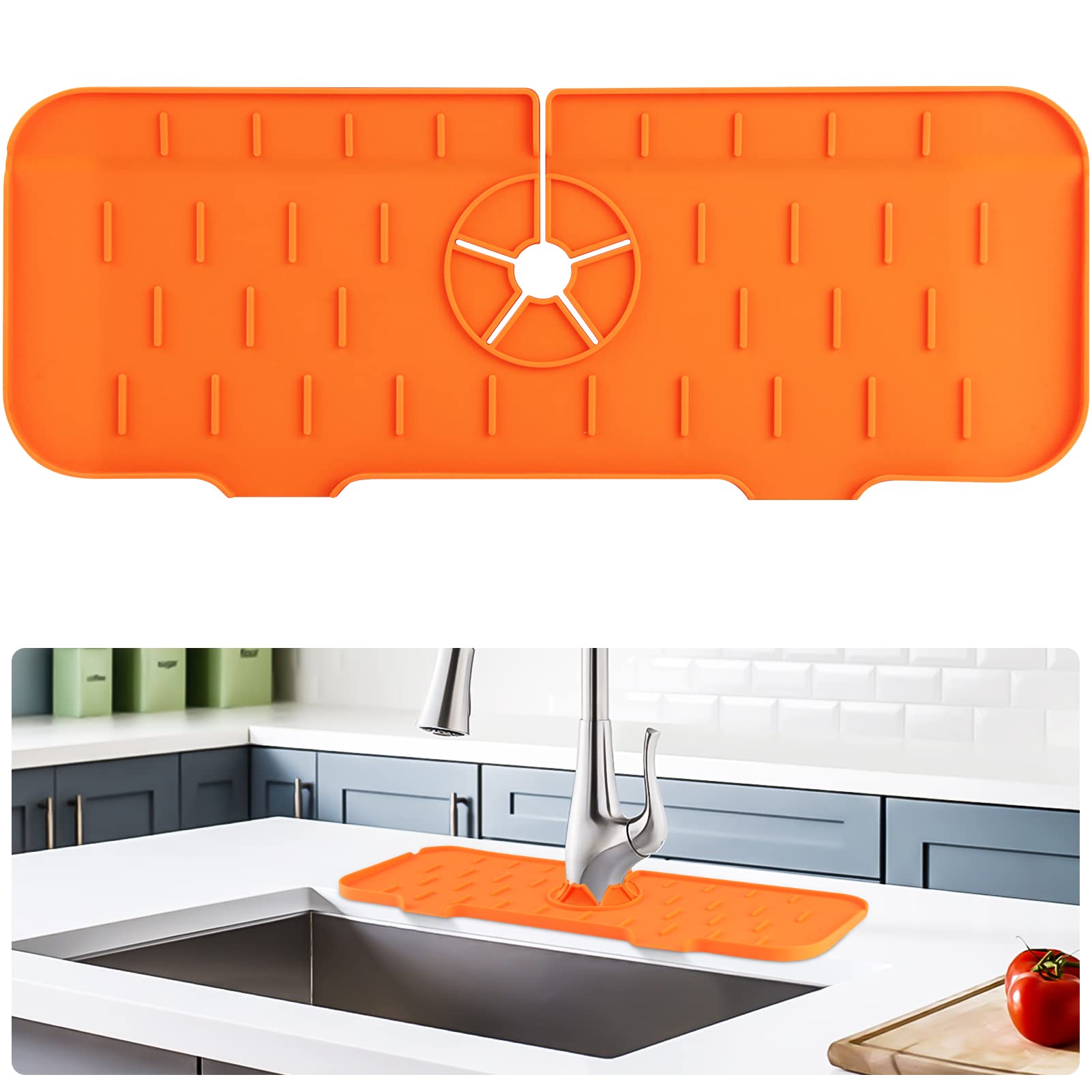 **Non-Slip Silicone Sink Splash Guard - Kitchen Faucet Drip Catcher Mat, Water Absorbent Countertop Protector for Bathroom & RV - Perfect for Spill Prevention & Easy Cleaning**