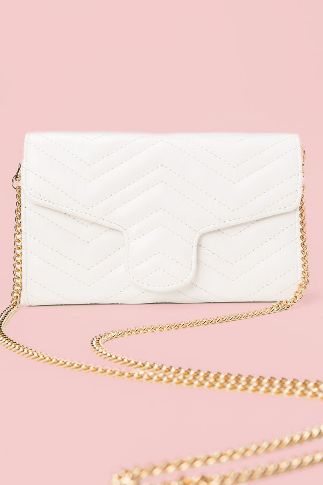 Stylish White Chevron Crossbody Purse for Women - Fashionable Shoulder Bag with Adjustable Strap - Perfect for Daily Use, Shopping & Travel