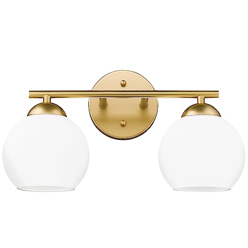 Gold & Milk Glass - 2 Light