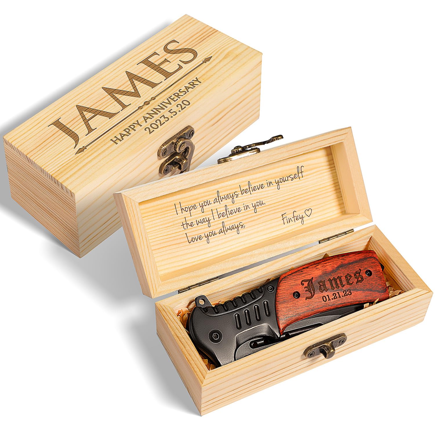Personalized Pocket Knife for Men - Engraved Gift Box for Dad, Groomsmen, Boyfriend, Husband & Son - Perfect for Father's Day, Birthday, Anniversary - Great for Camping, Hiking & Everyday Carry