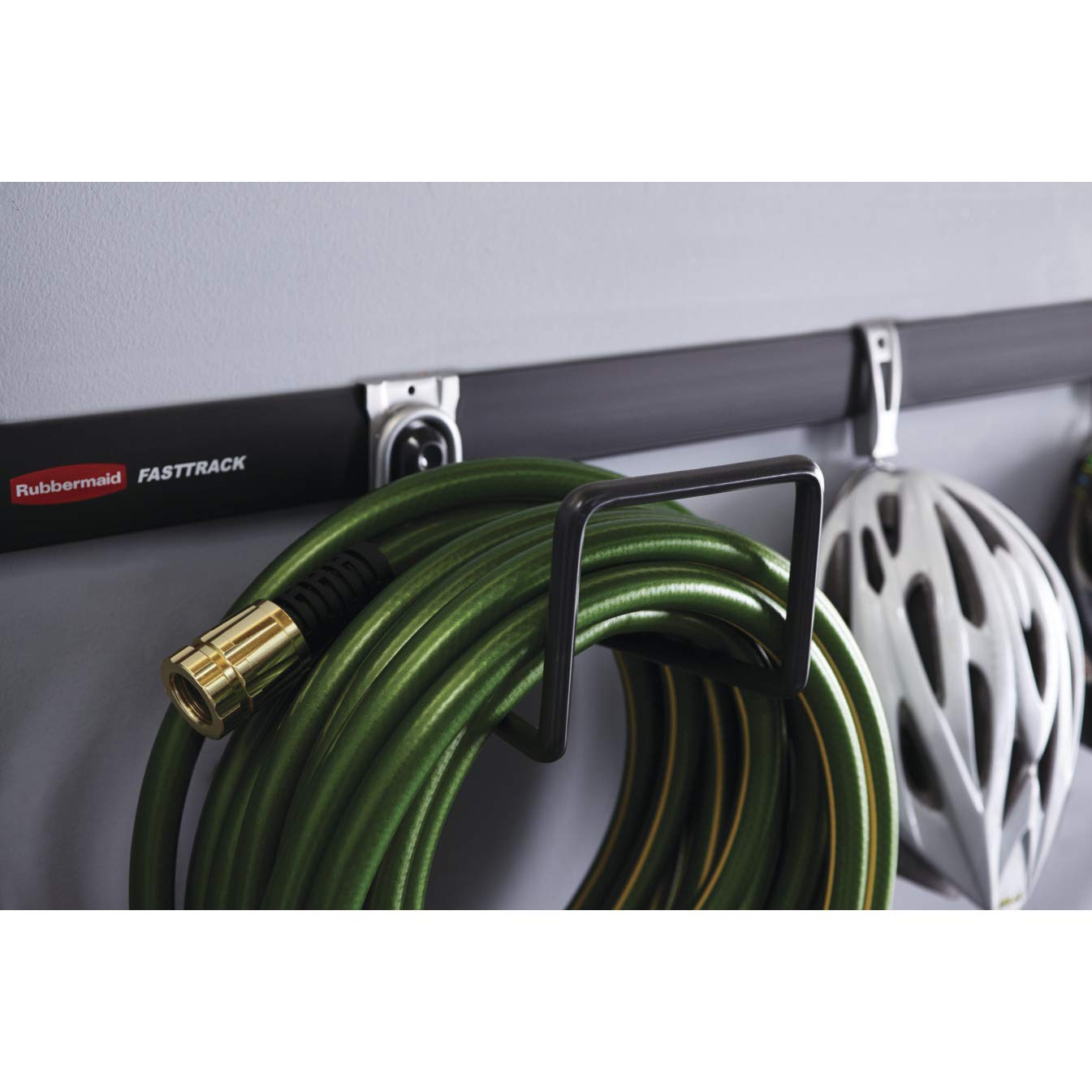 Rubbermaid FastTrack All-in-One Garage Storage System - 50 lb Capacity - Heavy Duty Water Hose Hooks (3-Pack, Black) - Perfect for Garage Organization, Garden Tool Storage & Outdoor Equipment Hanging