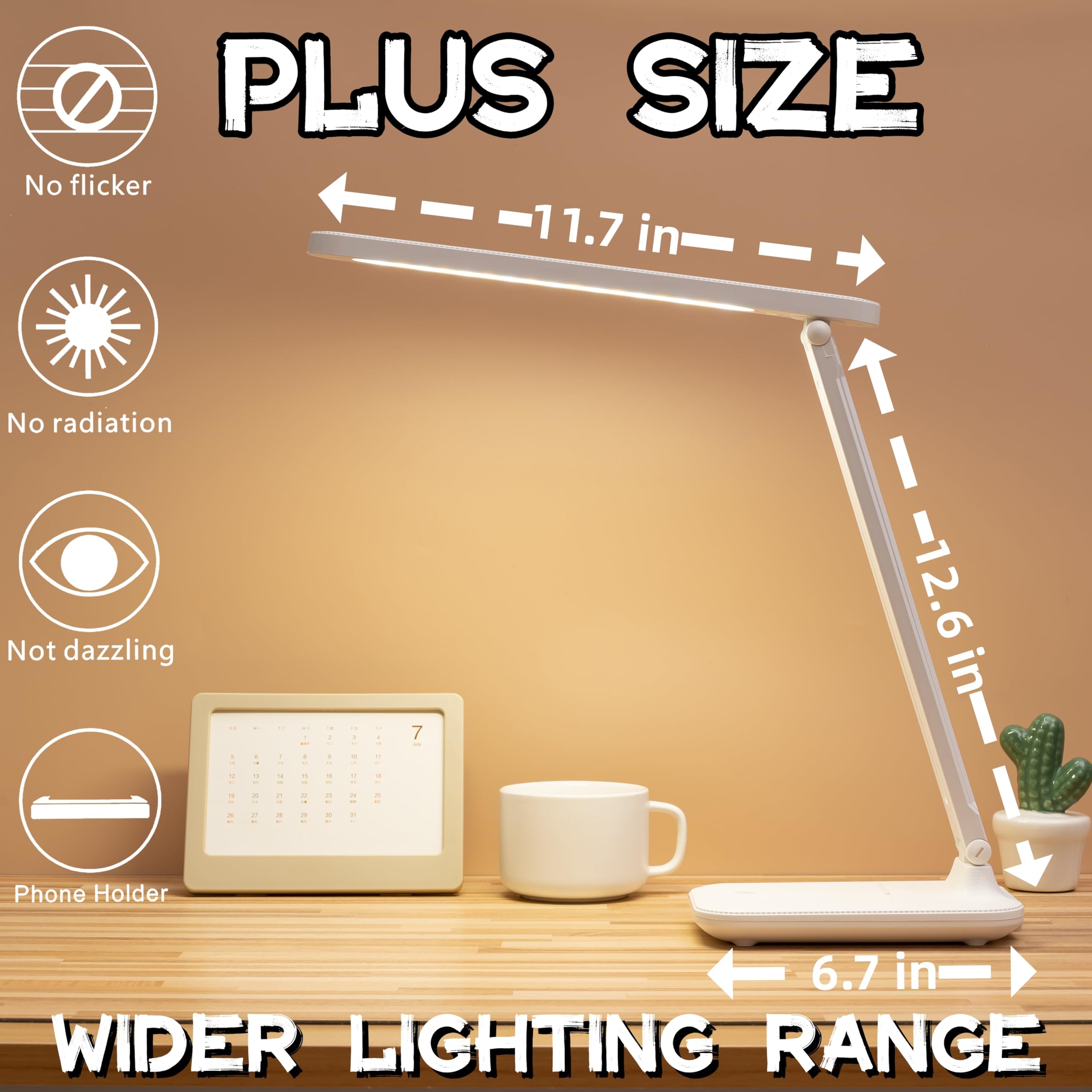 Dimmable LED Desk Lamp with 3 Lighting Modes & USB Charger - Eye Protection Study Light for Home Office, Reading, Working - Perfect Gift for Students & Professionals