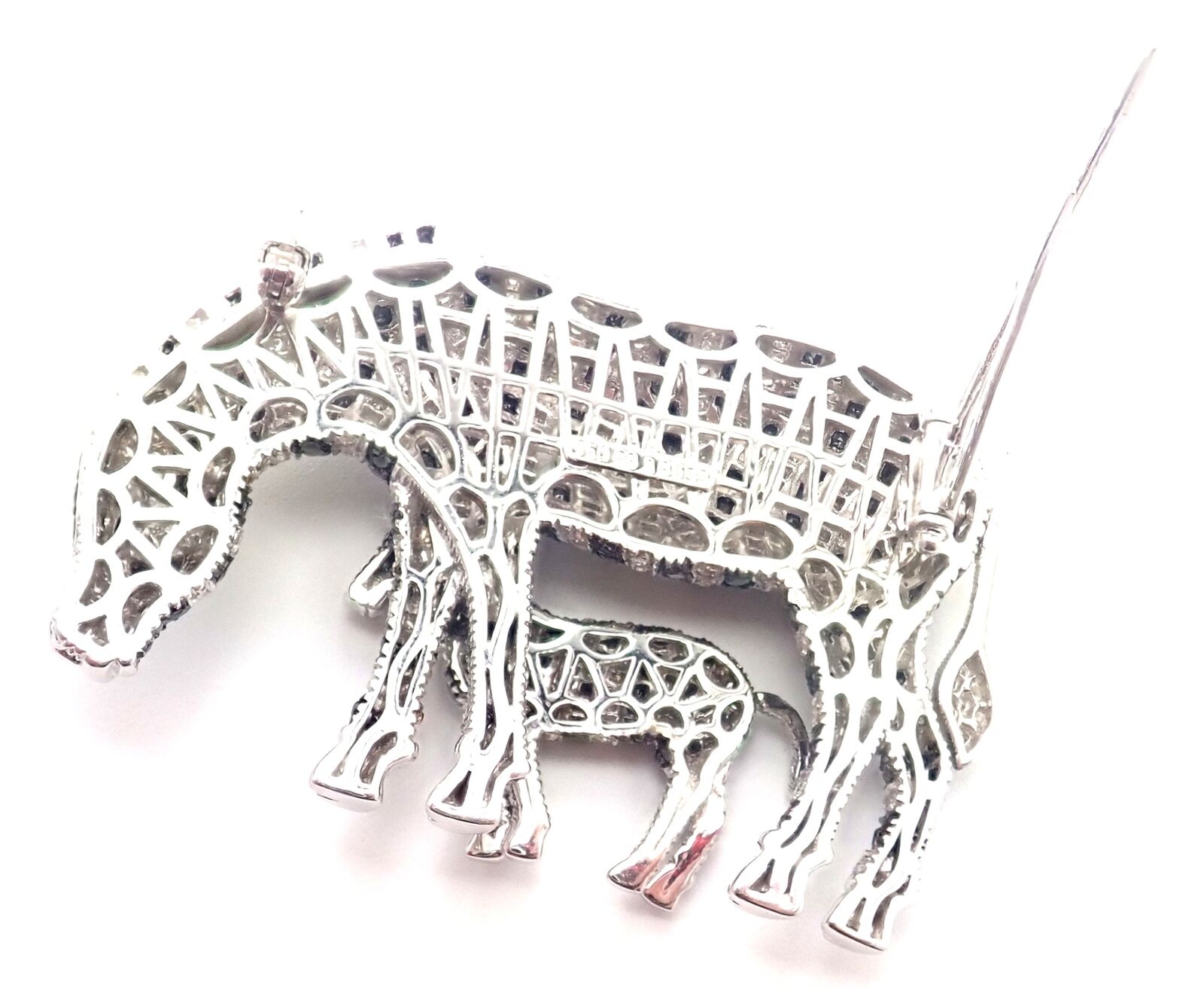 Authentic Michele Della Valle 18k White Gold White & Black Diamond Zebra Brooch Pin - Luxury Animal Jewelry for Women, Perfect for Special Occasions & Gift Giving