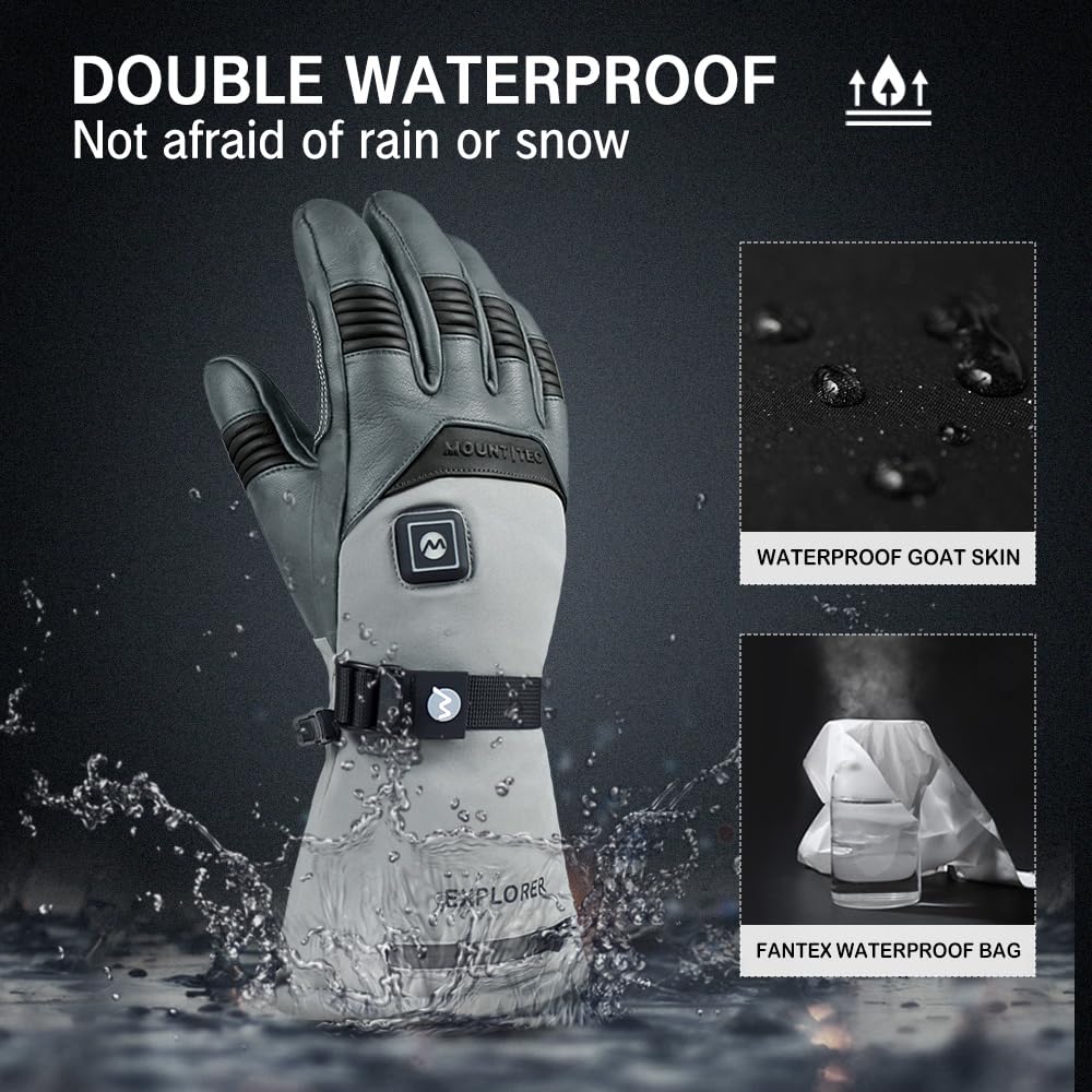Explorer 5 Rechargeable Battery Heated Gloves for Men & Women - Waterproof Winter Gloves for Skiing, Hiking & Outdoor Activities - Warm Electric Heated Gloves for Cold Weather