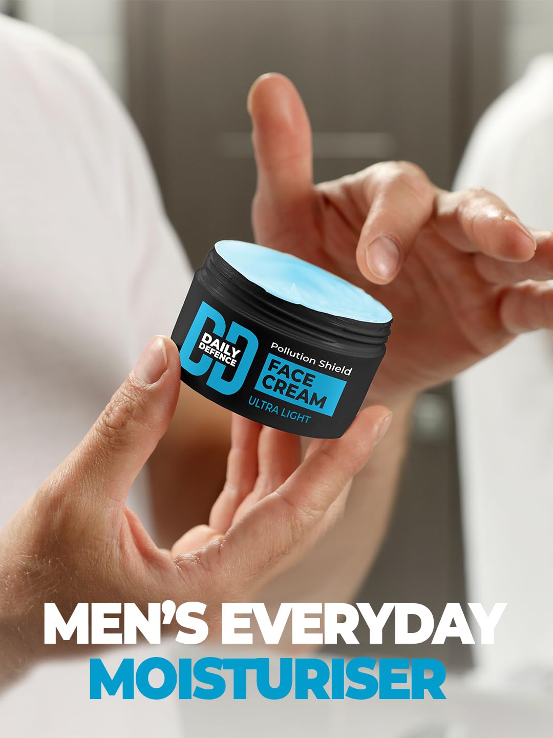 Beardo Daily Defense Face Cream for Men, 50g - Water-Based Fast Absorbing Lightweight Moisturizer with Niacinamide & Vitamin E - Anti-Pollution & Hydrating Facial Cream for Daily Skincare Routine - Perfect for Dry, Sensitive Skin & Post-Shave Care