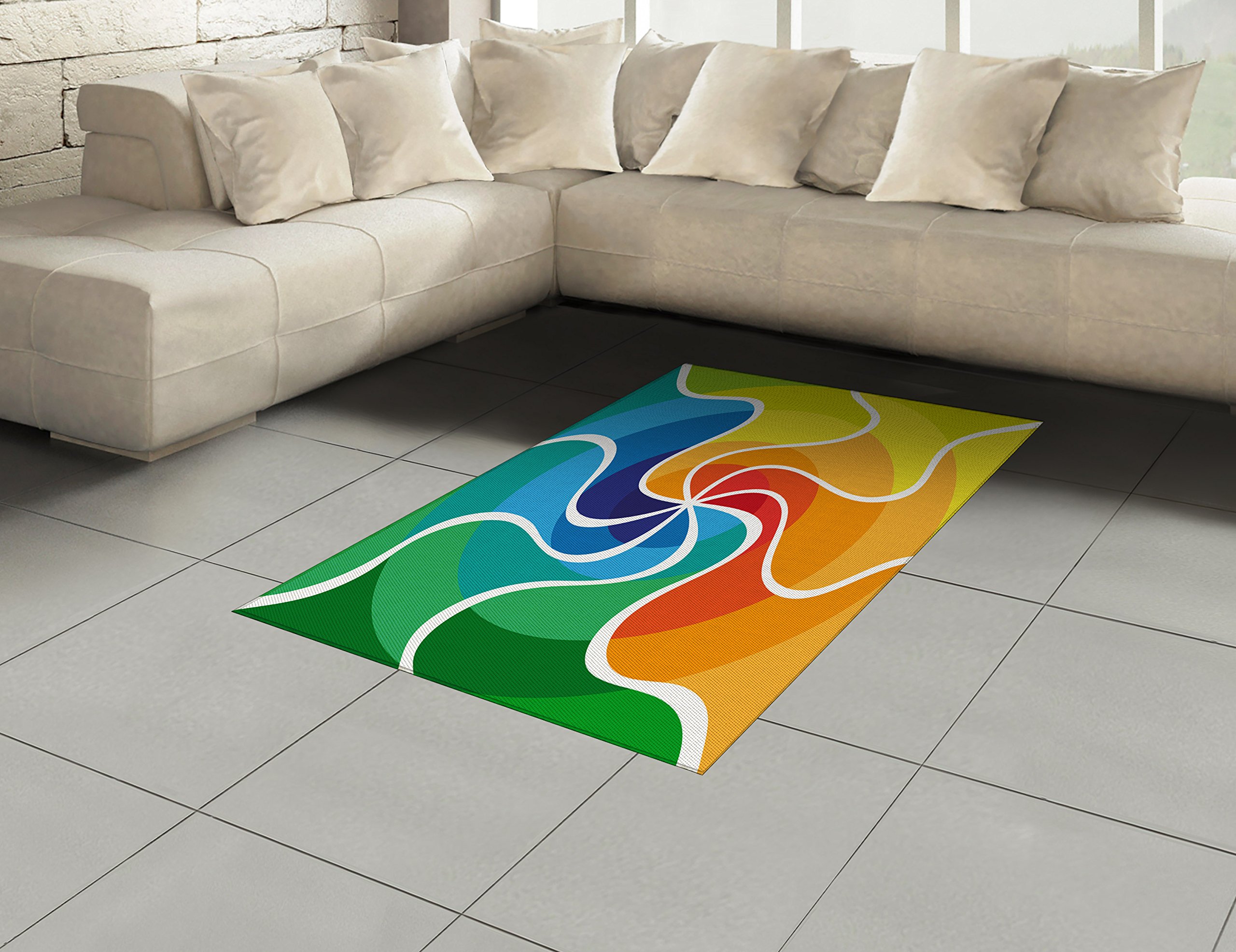Ambesonne Psychedelic Area Rug, 4' x 5'7