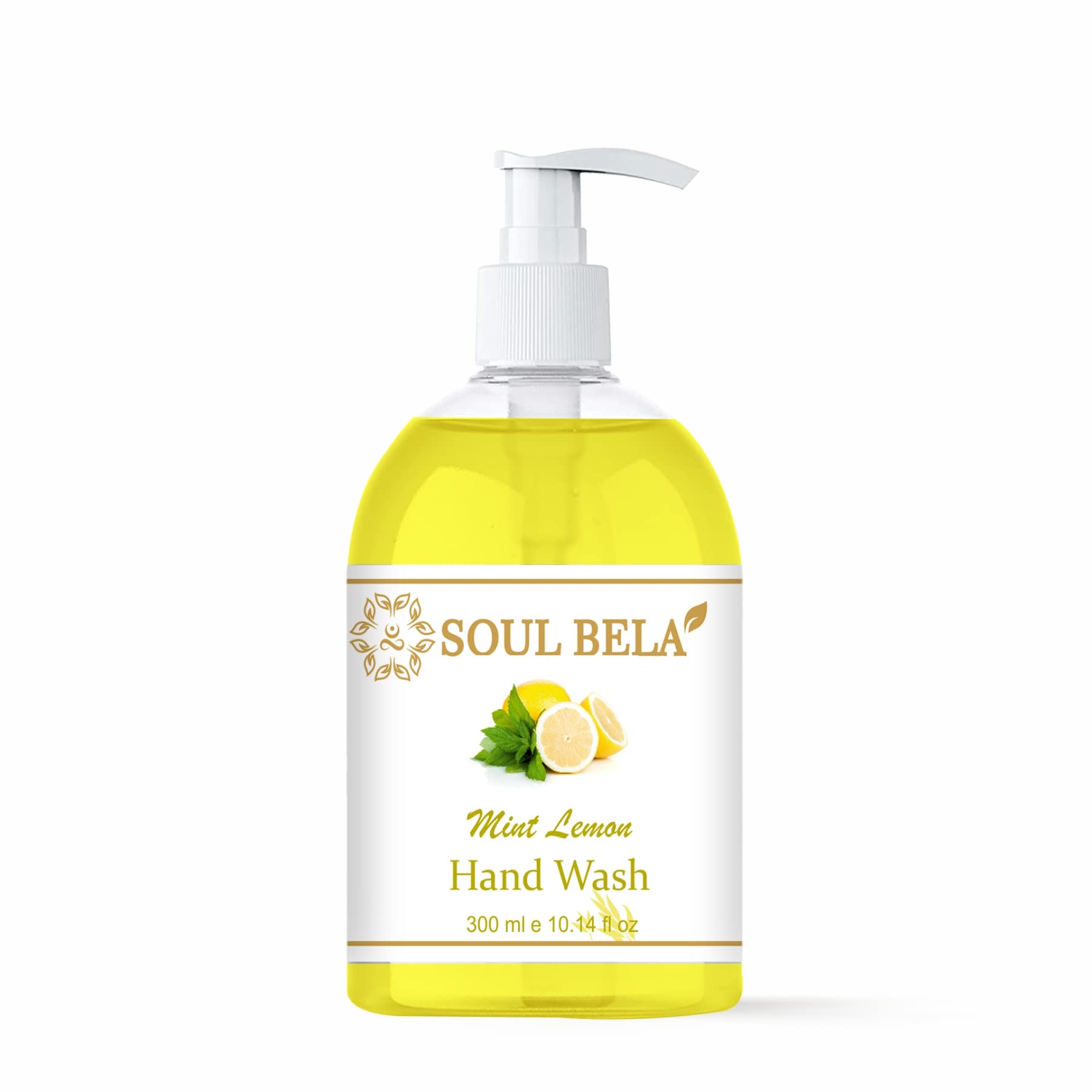 Soul Bela Mint Lemon Hand Wash with Lemon Extract & Mint - Antibacterial & Moisturizing for Soft Hands - 300ml (Pack of 1) | Perfect for Kitchen, Bathroom & Office Use