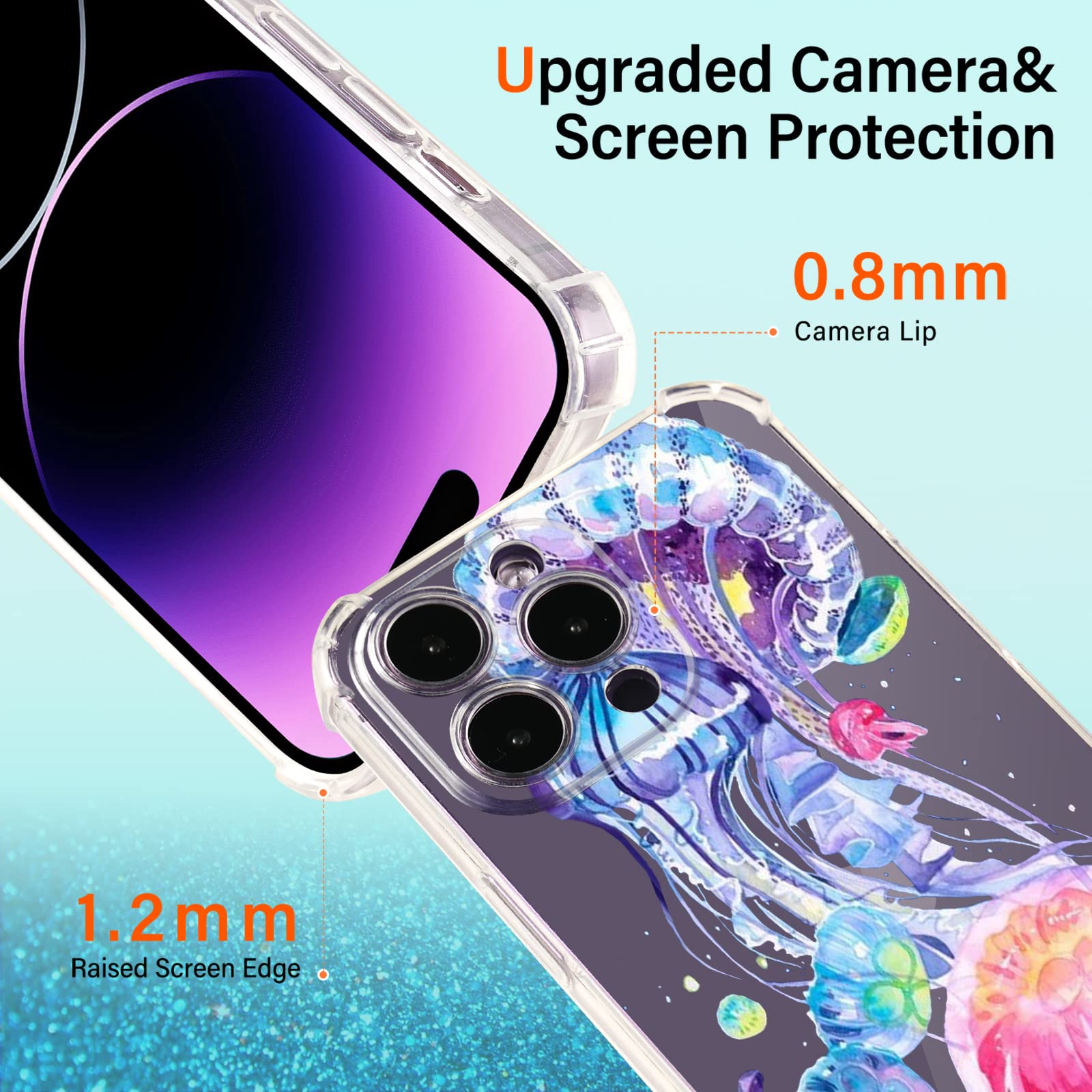 Premium Purple Jellyfish Design TPU Protective Case for iPhone 12 Pro Max (6.7