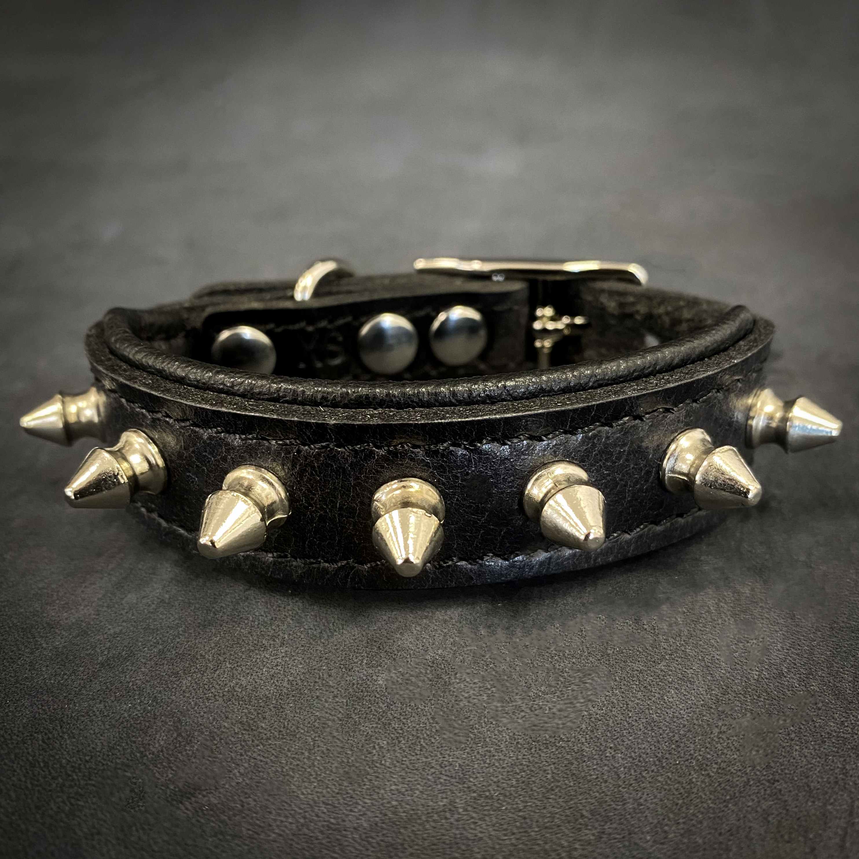 Bestia Handmade 100% Genuine Leather Dog Collar with Dull Spikes - Durable, Soft Padded Pet Collar for Large & Small Dogs - Perfect for Daily Walks, Training & Outdoor Adventures
