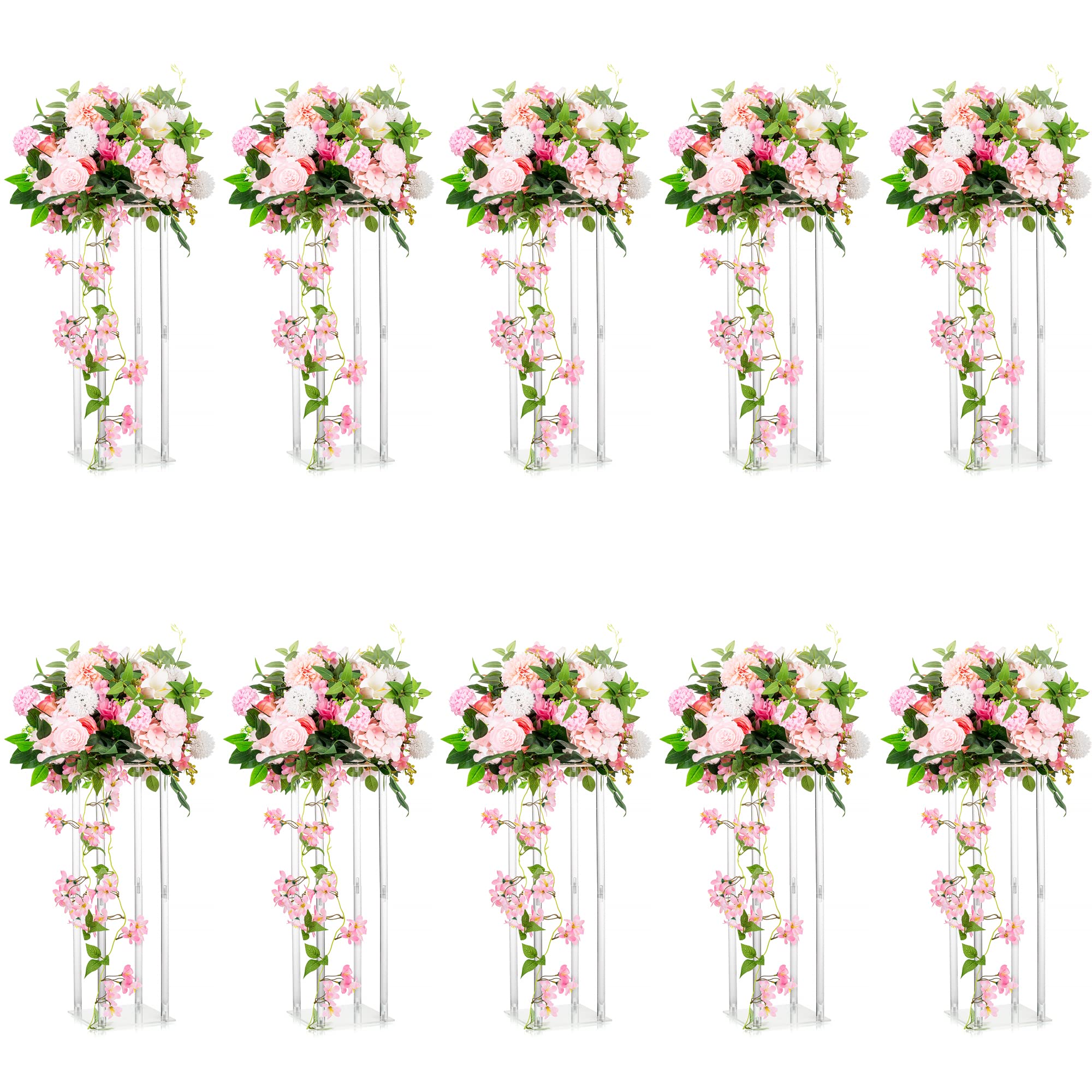 10 Pack Clear Acrylic Column Vases 23.6