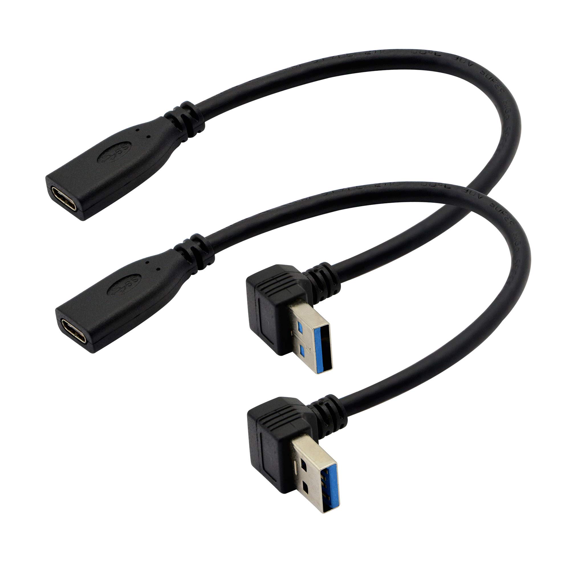 90 Degree USB C to USB 3.0 Adapter (2-Pack) - USB Type C Female to USB A Male Converter, 5Gbps Data Transfer for Laptop, Tablet & Phone - Perfect for Tight Spaces & Charging on the Go by FENGQLONG