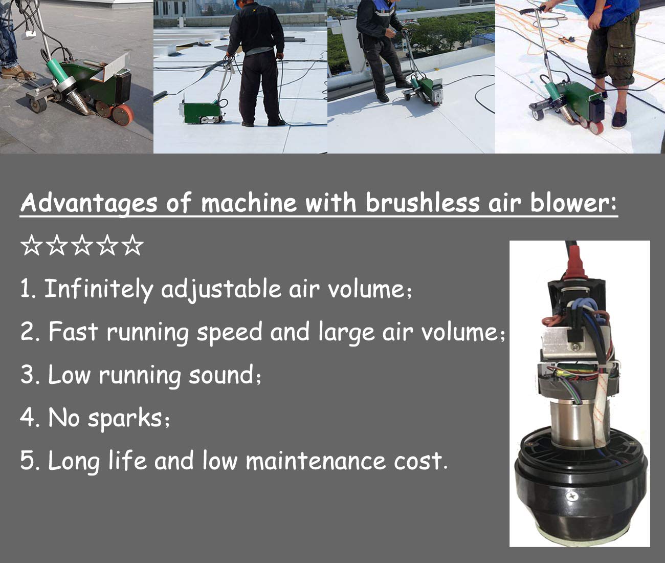 LESITE Automatic Roof Hot Air Welder for TPO PVC Membrane - Brushless Air Blower, Infinitely Adjustable Air Volume, 230V (Ideal for Commercial Roofing, Waterproofing Projects & DIY Home Repairs)