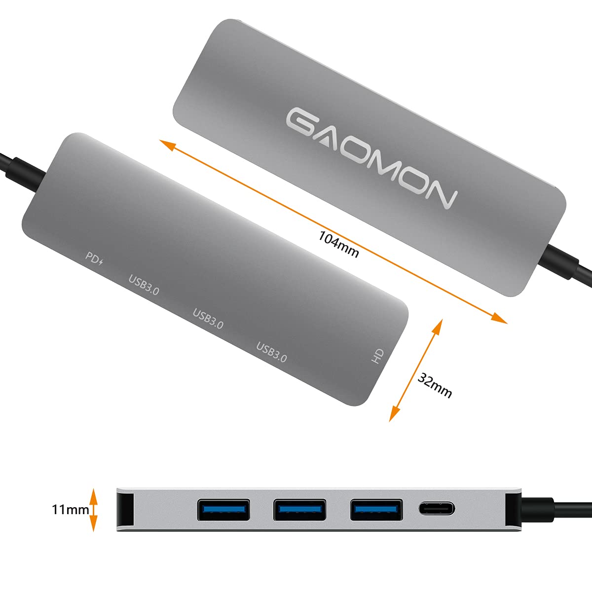 GAOMON AD01 USB C Hub - 5-in-1 Portable Docking Station with 4K HDMI, 3 USB 3.0 Ports & USB-C Port | Compatible with MacBook, iPad, Samsung Galaxy & More | Perfect for Home Office, Travel & Multi-Device Charging