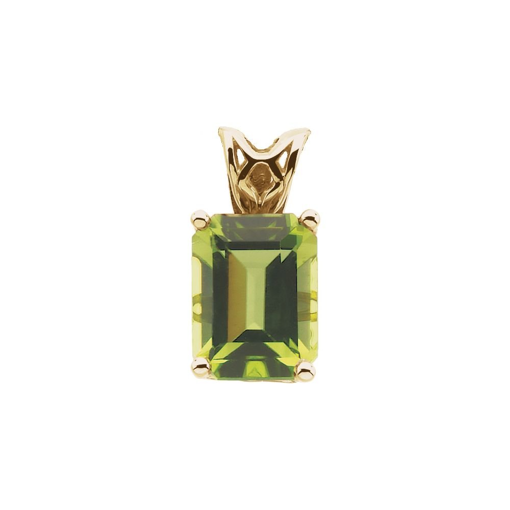 Jewels By Lux Peridot Scroll Setting Pendant - Elegant Green Gemstone Necklace for Women, Perfect for Parties, Weddings & Special Occasions