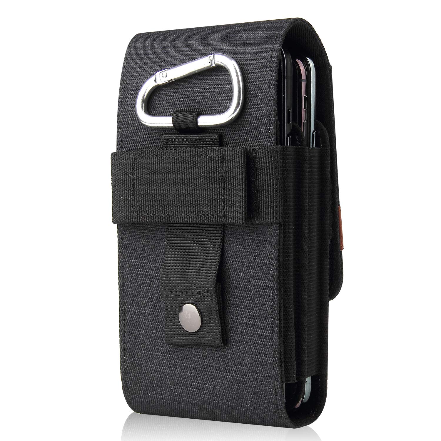 Vertical Nylon Dual Pocket Phone Holster Pouch with Belt Clip - Compatible with iPhone 14 Pro Max/13 Pro Max/12 Pro Max, Galaxy S23 Ultra/S22 Ultra/S21 Ultra/S20 Plus, A14/A54/A15, Moto G Power/G Play - Perfect for Work, Hiking & Outdoor Activities