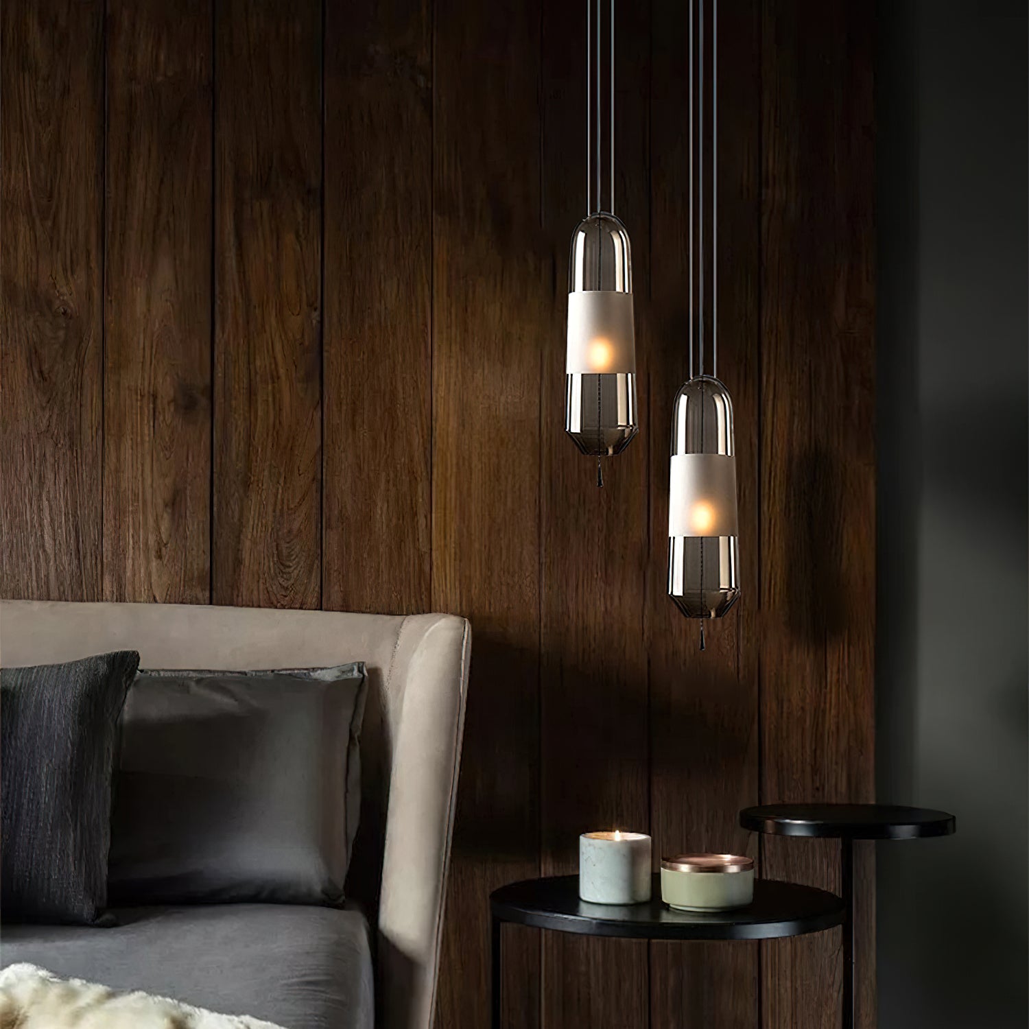 Modern Glass Pendant Light with Capsule Design - Elegant Hanging Fixture for Kitchen Island, Dining Room, or Bedroom Lighting