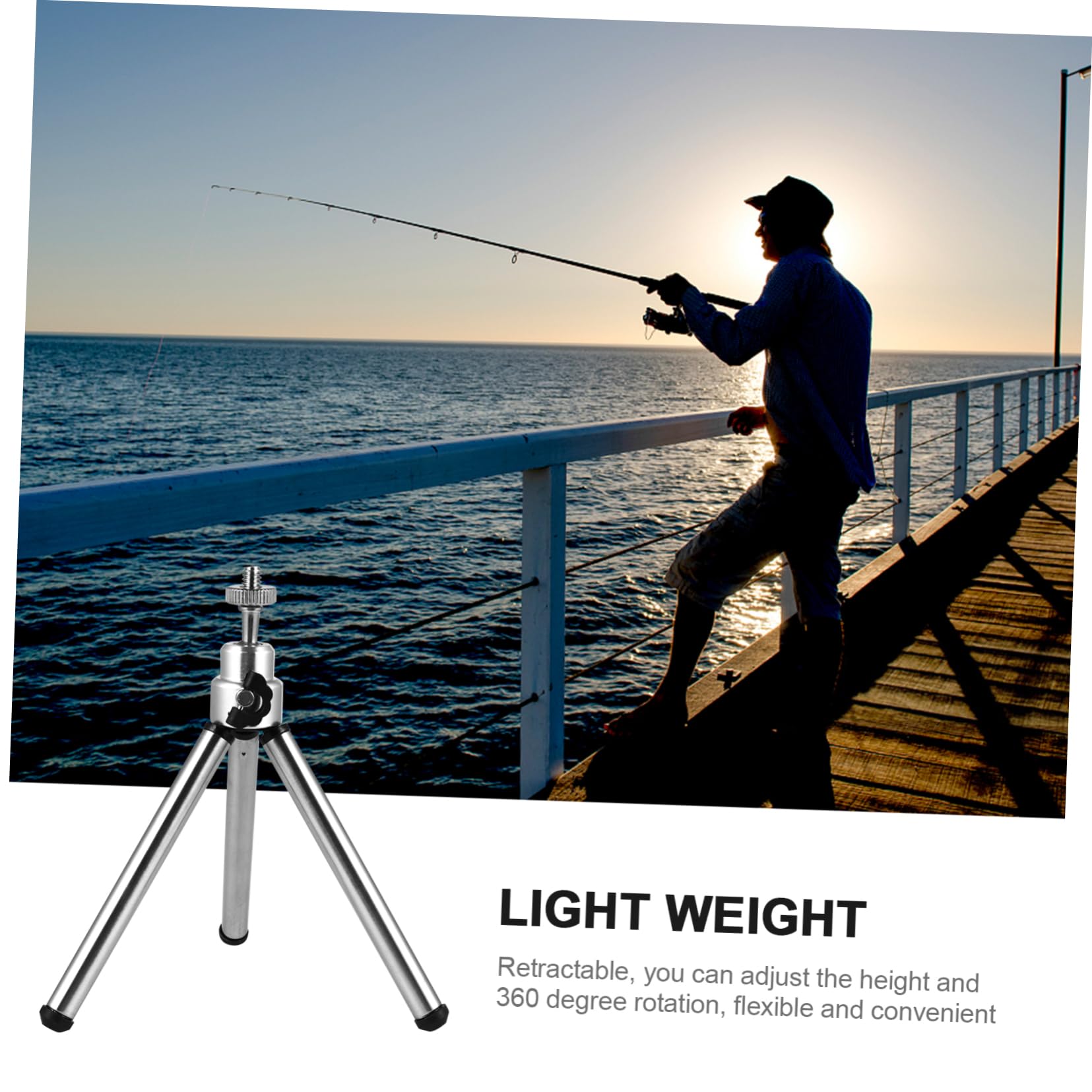 CIYODO 26cm Mini Fishing Light Stand - Extendable & Retractable Tripod Bracket for Night Fishing, Live Streaming, Projector Use | Portable, Sturdy Outdoor Gear for Camping, Hiking & Nighttime Activities