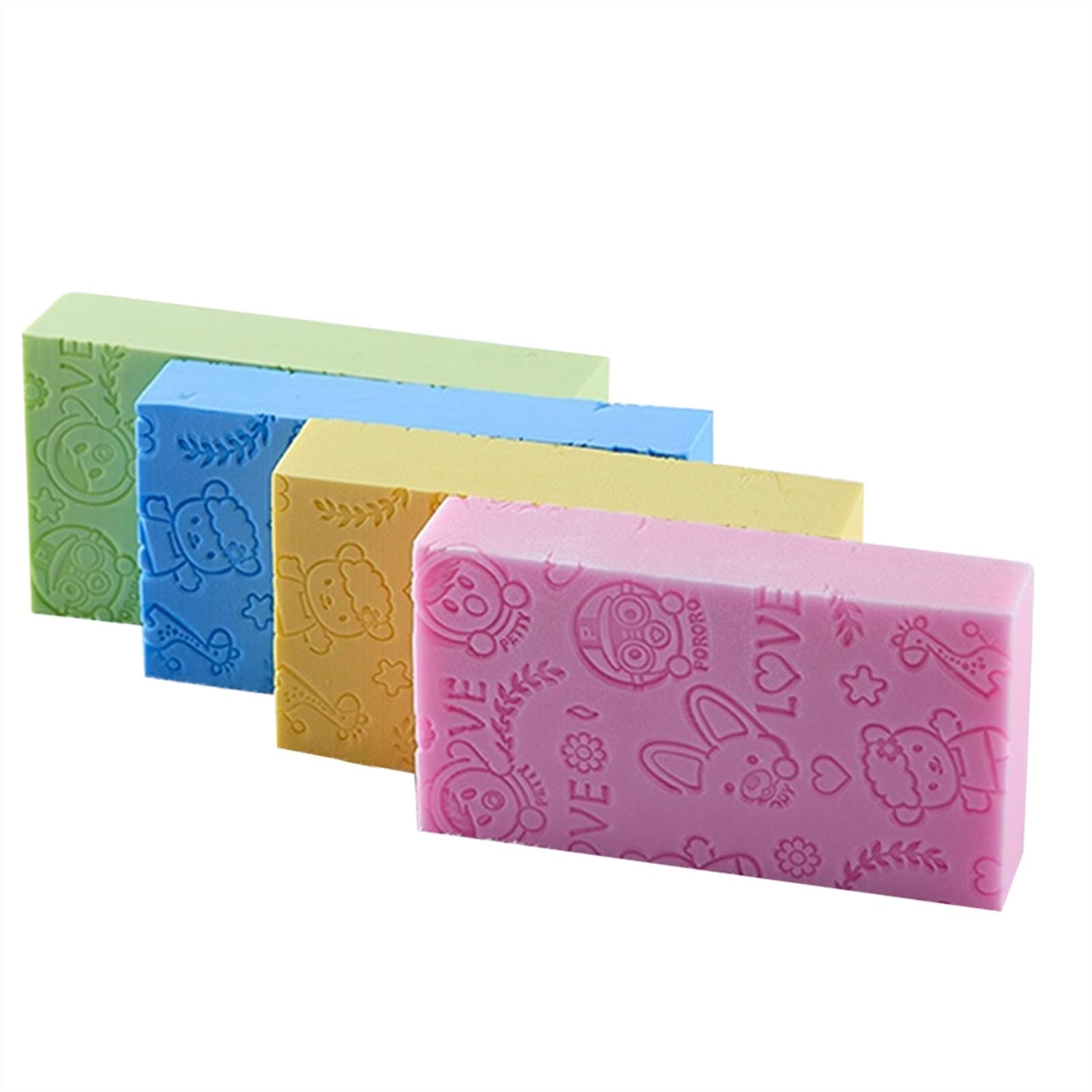 Durable 4-Pack Exfoliating Bath Sponge - Dead Skin Remover & Body Scrubber for Shower - Men & Women (Yellow) - Perfect for Sensitive Skin Care