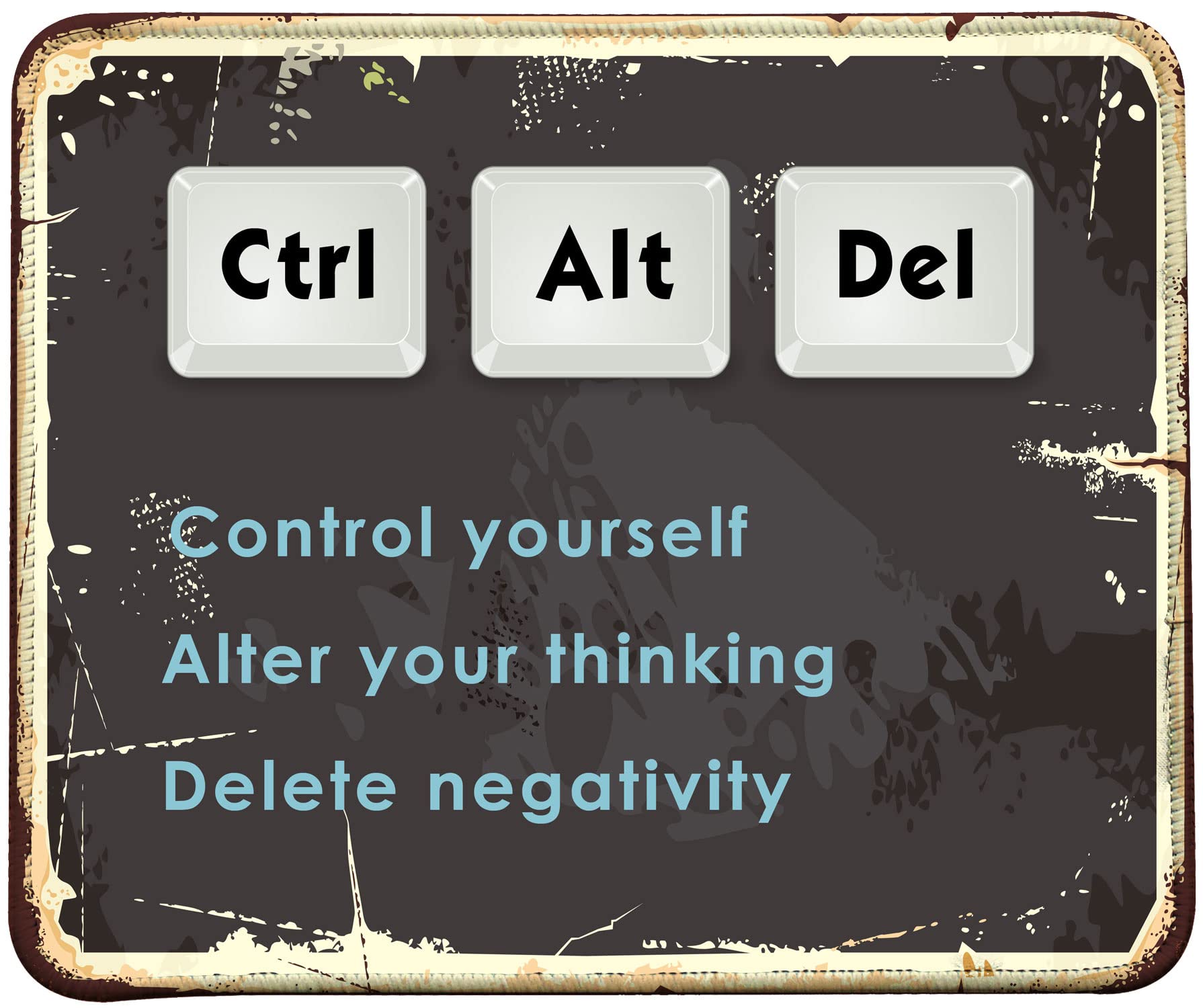 Motivational Keyboard Shortcut Mouse Pad with Non-Slip Rubber Base & Stitched Edges - Inspirational Ctrl+Alt+Del Quote Design for Office, Gaming & Home Workspace
