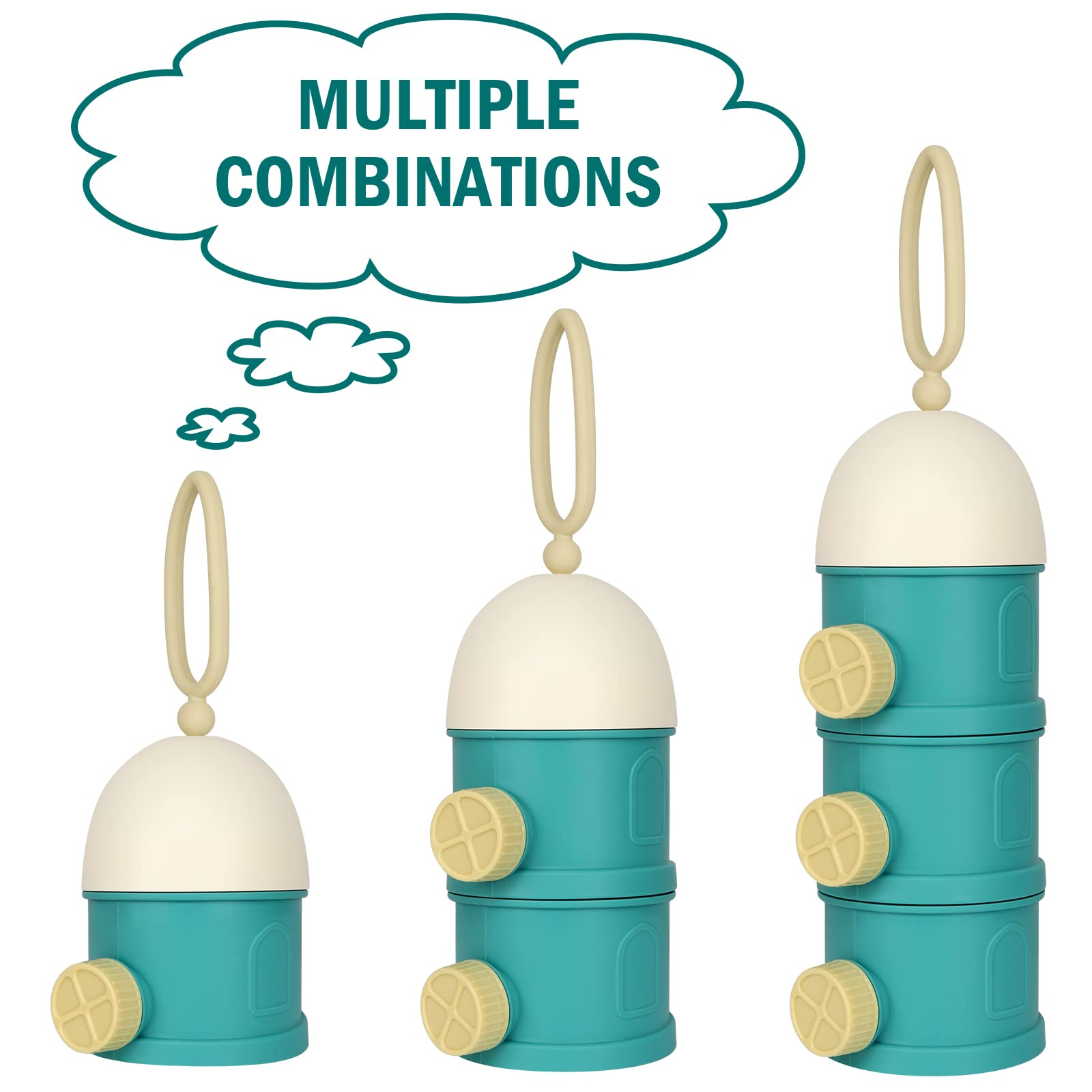 Accmor 3-Layer Stackable Formula Dispenser - Portable Non-Spill Baby Powder & Kids Snack Container (Green) | Perfect for Travel, Daycare & On-the-Go Feeding