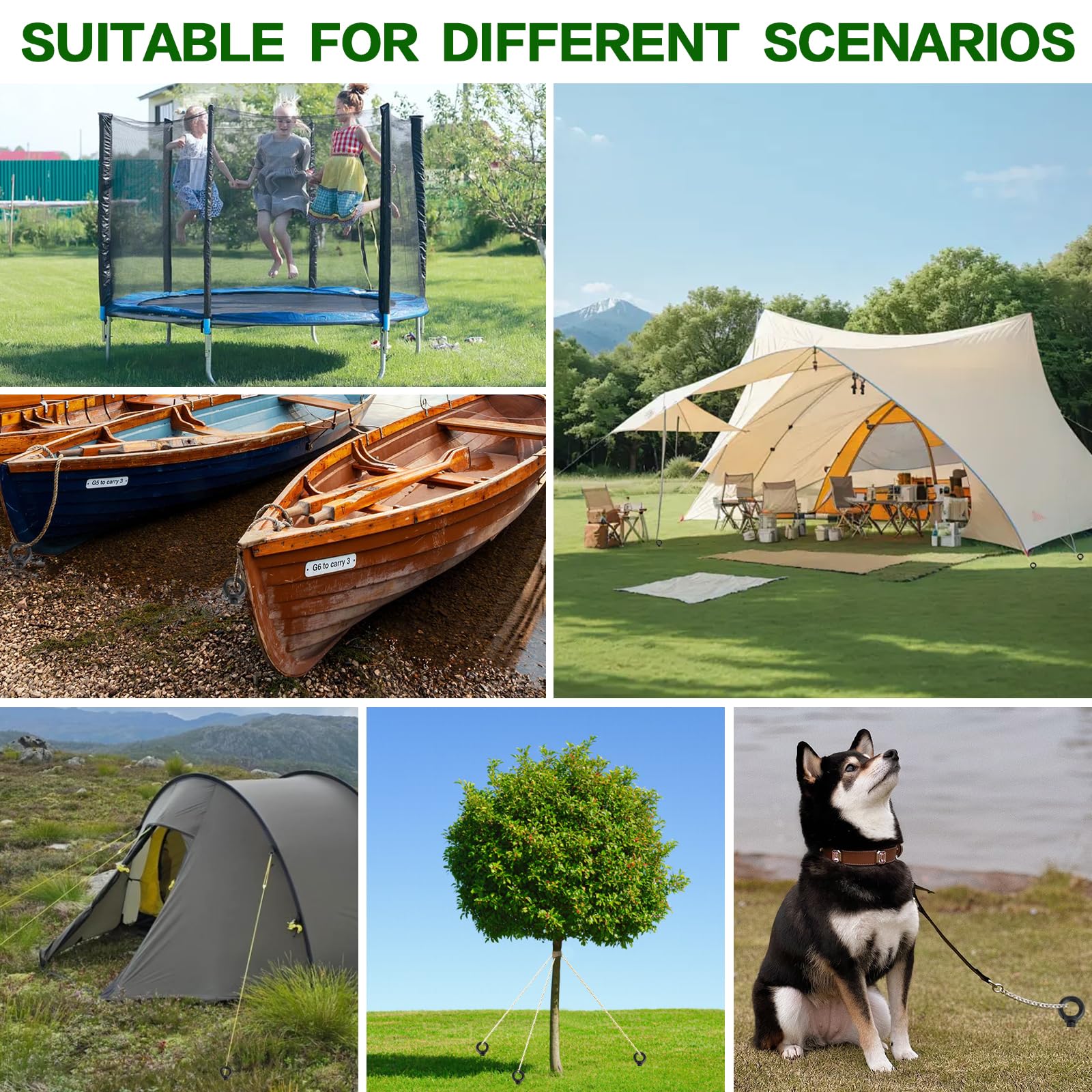 18-Inch Heavy Duty Screw-In Ground Anchors (4 Pack) - Trampoline Anchors & Stakes for High Winds with Wrenches & Straps - Secure Swing Sets, Sheds, Camping Tents, Canopies & Mobile Homes - Perfect for Storm Protection and Outdoor Stability