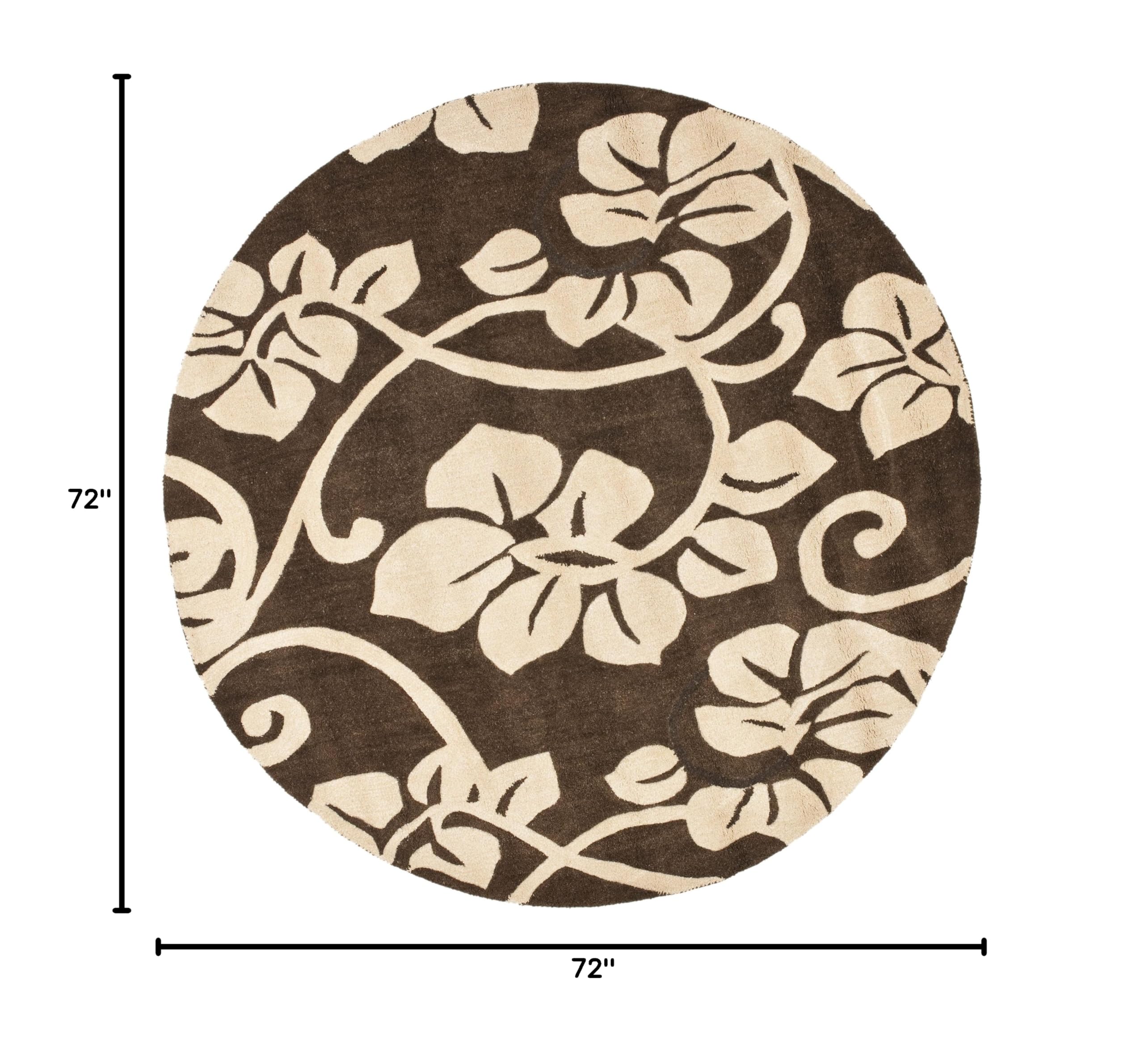 SAFAVIEH Soho Collection 6' Round Brown/Ivory Handmade Wool & Viscose Area Rug - Premium Soft Living Room Carpet for Bedroom, Dining Room Decor