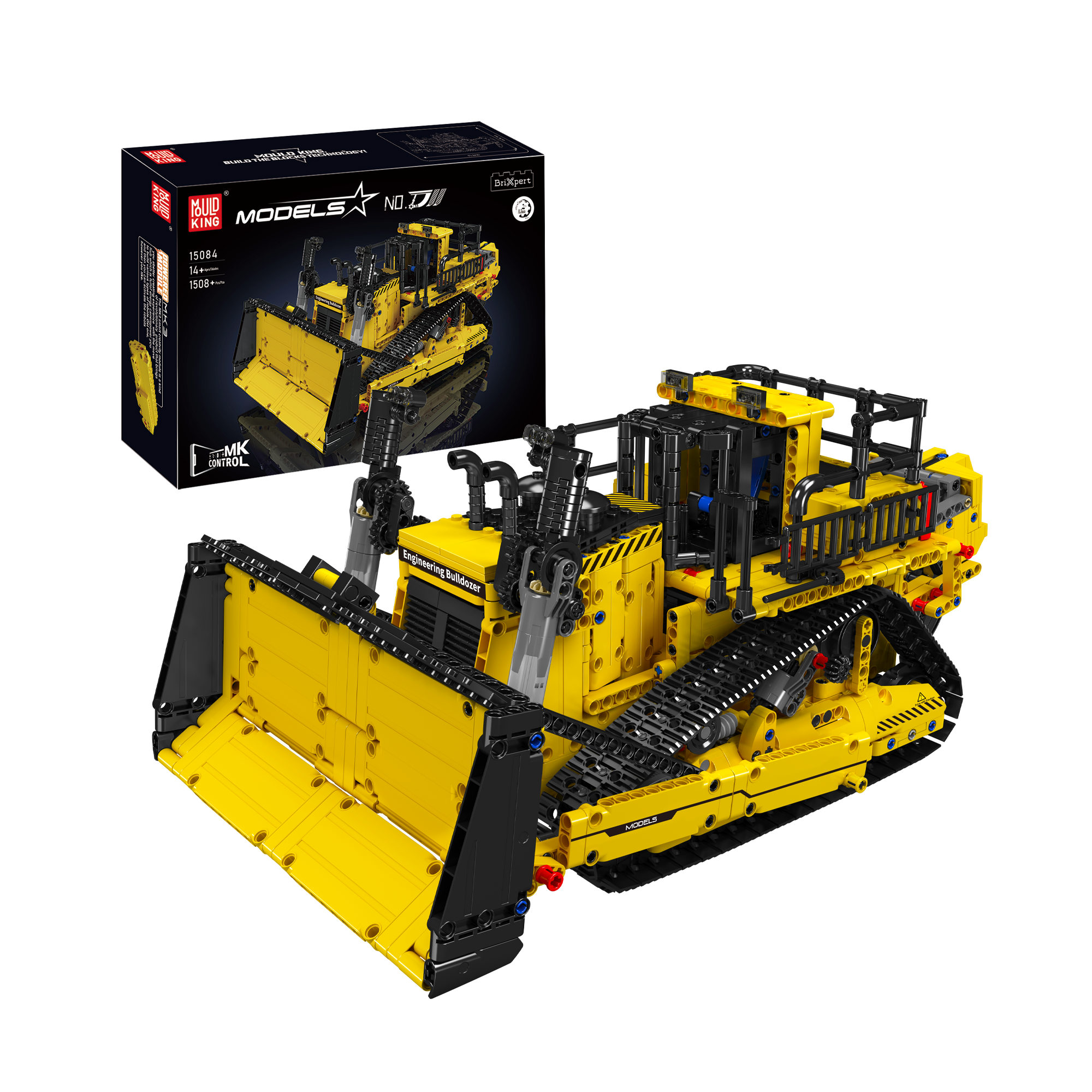 Mould King 15084 D11 Bulldozer Remote Control Construction Toy Building Kit - 1,508 Pieces STEM Educational Model for Kids & Adults | DIY Engineering Project, Birthday Gift, Collectible Display