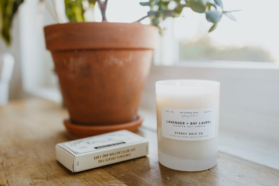 Lavender & Bay Laurel Soy Candle - Handmade in USA, Natural Essential Oils, Long-Lasting Aromatherapy - Perfect for Relaxation, Meditation & Home Decor