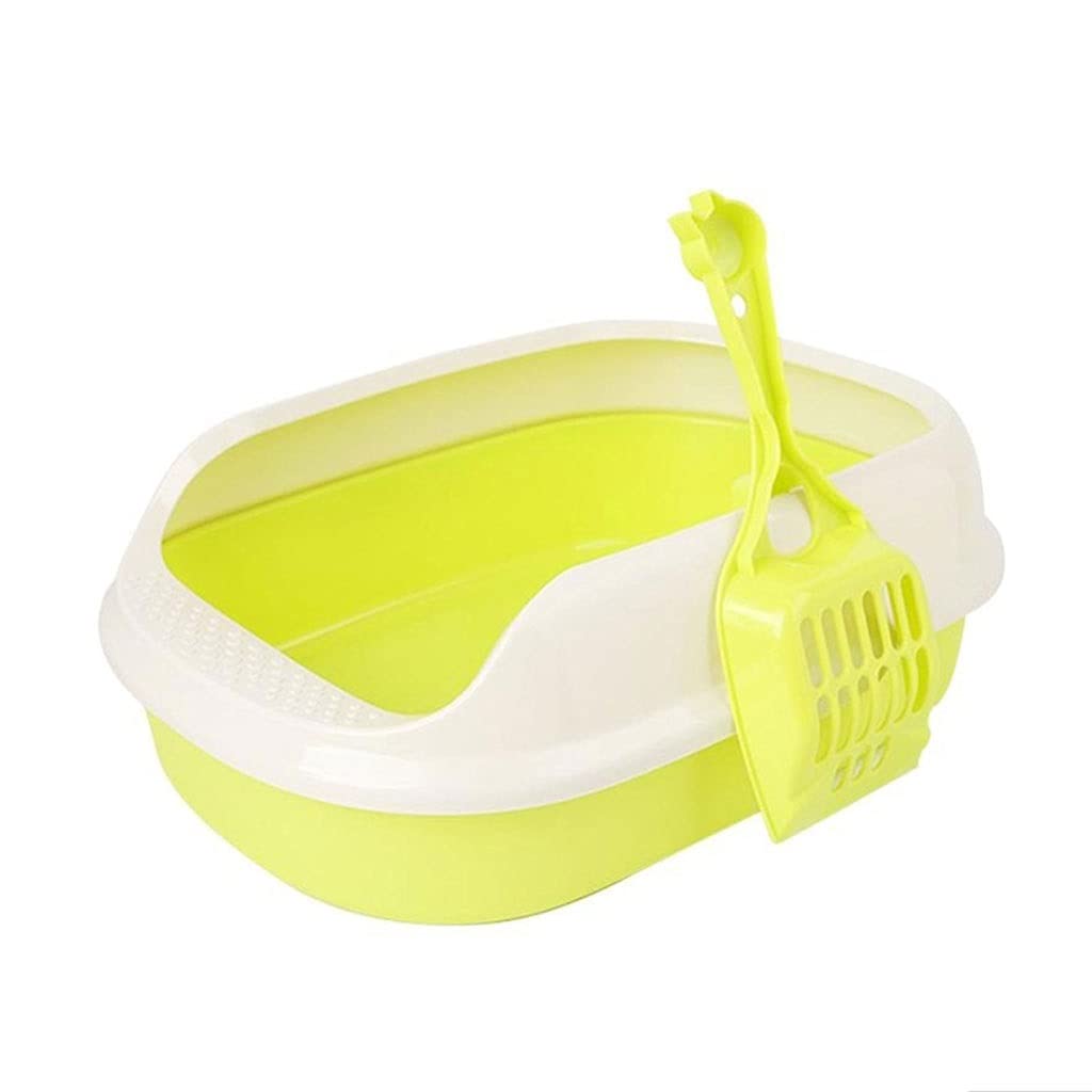 FEANG Self-Cleaning Cat Litter Box - Durable Semi-Enclosed Design with Anti-Splash & Crack-Proof - Includes Scoop for Easy Cleaning - Perfect for Small Spaces & Multi-Cat Homes (Green) - Ideal for Apartments, Pet Owners & Travel Use