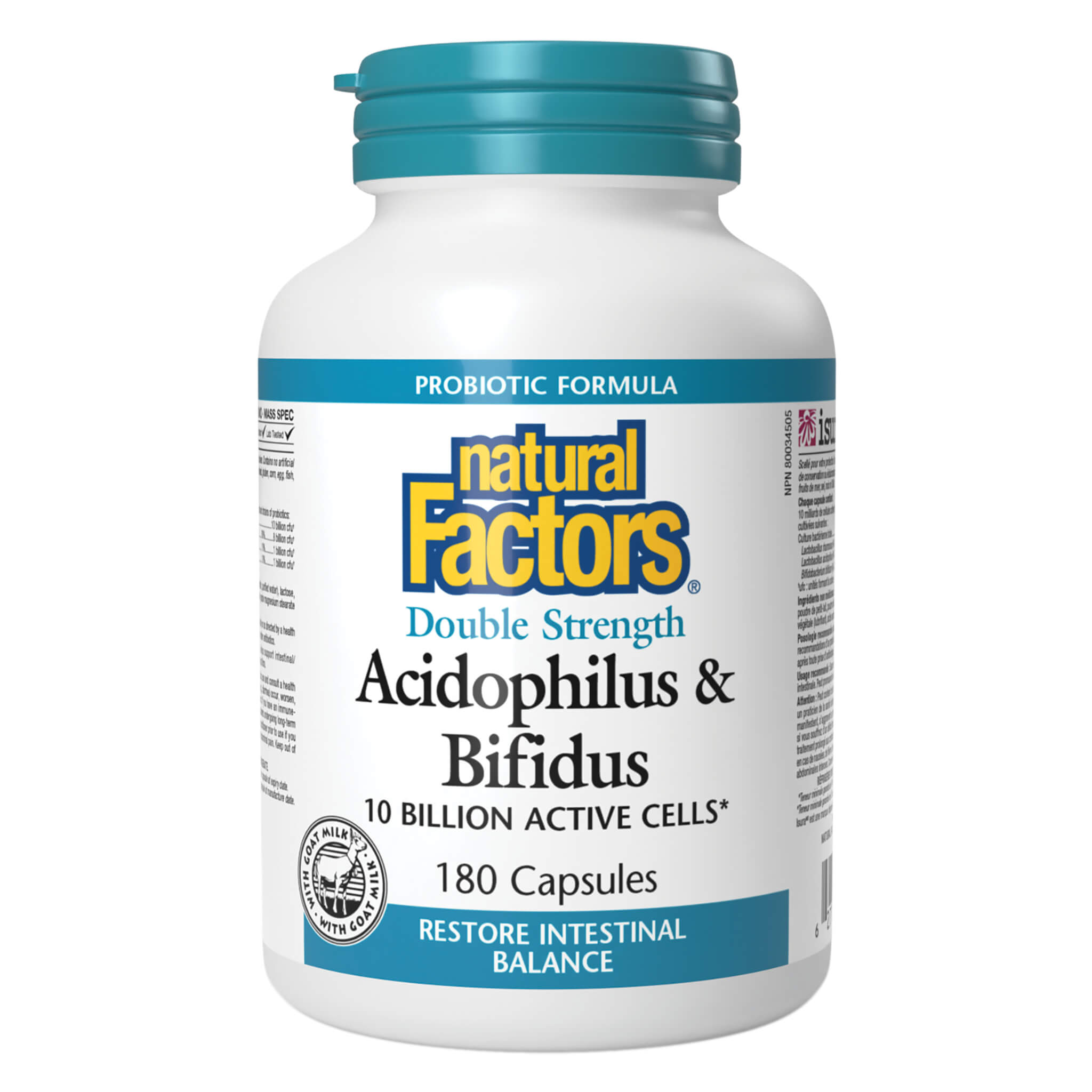 Acidophilus & Bifidus Probiotic Supplement - Double Strength 10 Billion CFU - Supports Digestive & Immune Health - For Daily Gut Balance & Wellness