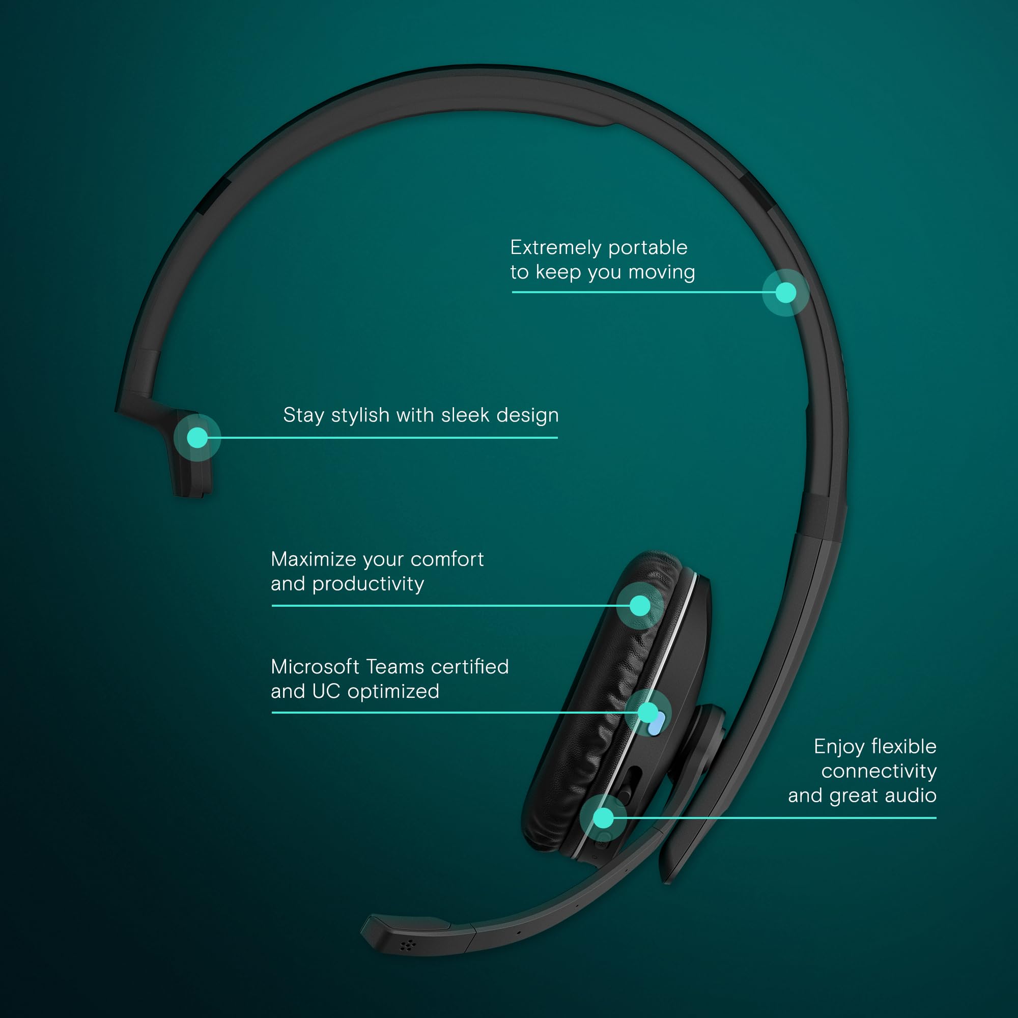 EPOS I SENNHEISER ADAPT 231 Wireless Bluetooth On-Ear Headset with USB-C Adapter - Certified for Microsoft Teams & UC - Black | Perfect for Remote Work, Video Conferencing & Office Use