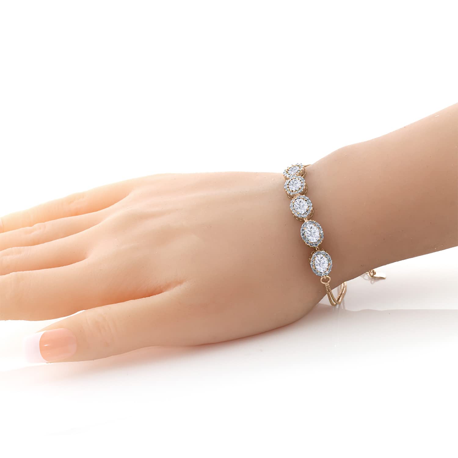 4-8 Cttw Oval Cut Gemstone Birthstone Tennis Bracelet for Women | 18K Rose Gold Plated Sterling Silver | 7 Inch Adjustable with 1.5 Inch Extender | Fine Jewelry Gift for Mom, Wife, Her | Perfect for Birthdays, Anniversaries & Special Occasions