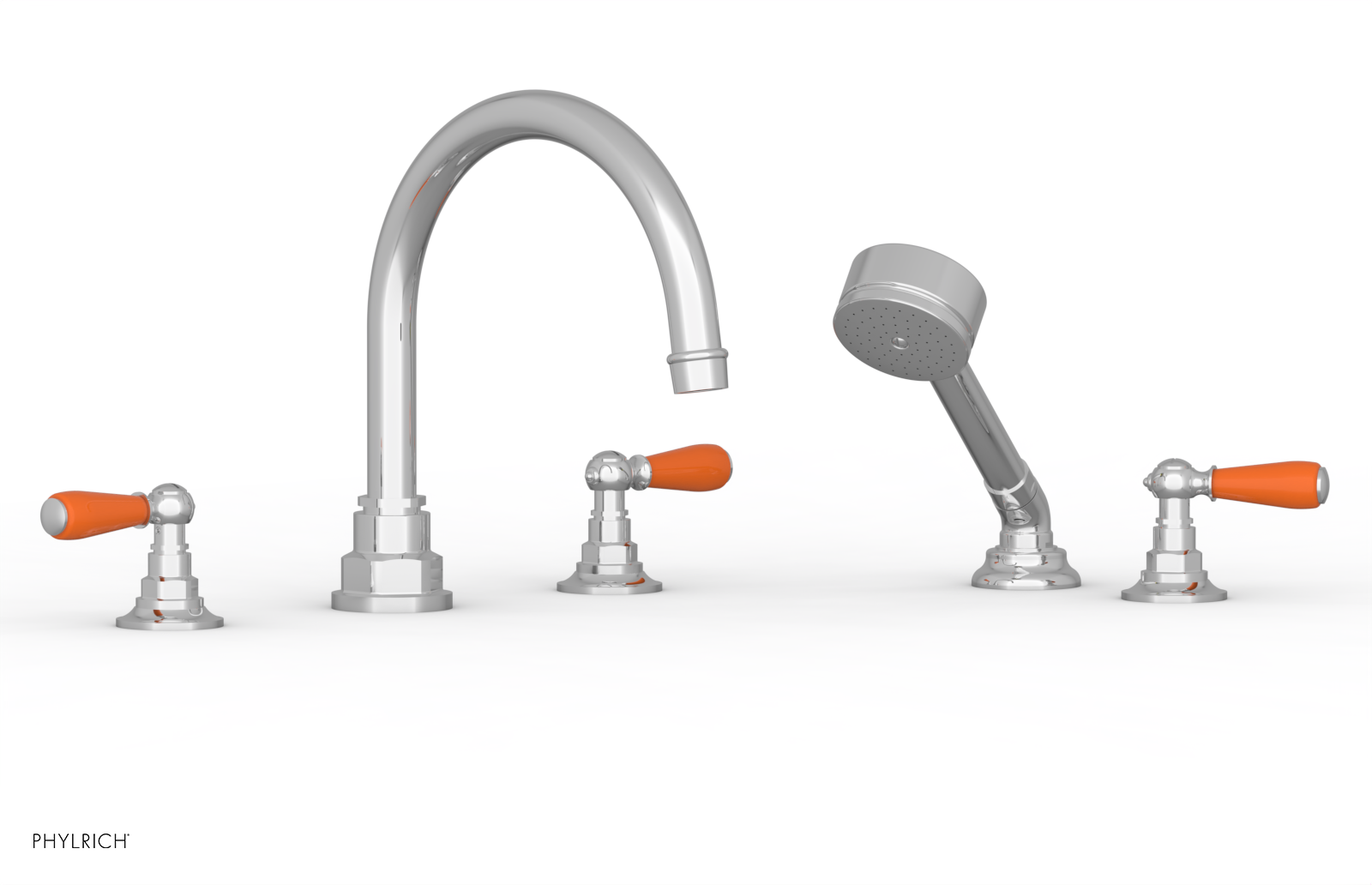 Jamestown Deck Tub Set with Hand Shower - Lever Handles & Orange Accents (165-49) - Perfect for Outdoor Bathing & Relaxation in Your Backyard Oasis