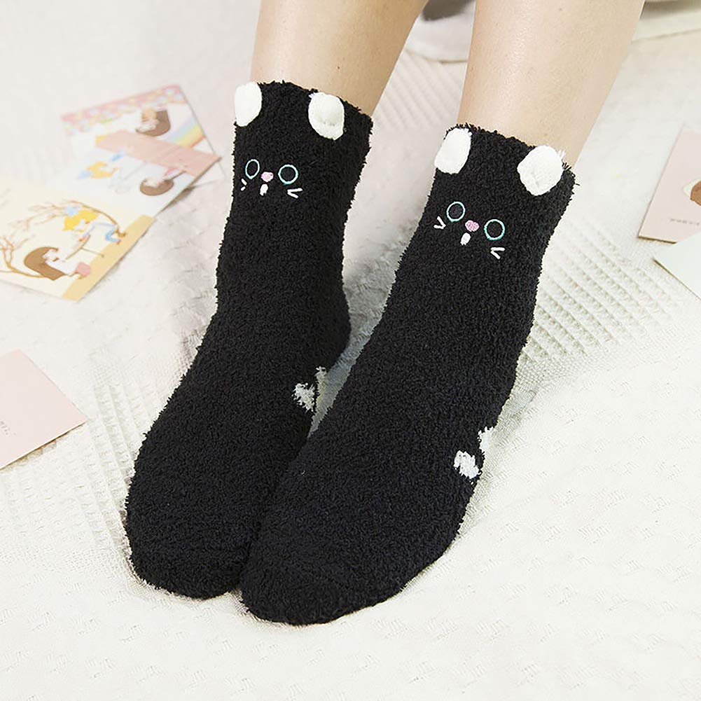 Cozy Cat Fuzzy Socks for Women - Warm Winter Slippers for Christmas Gifts