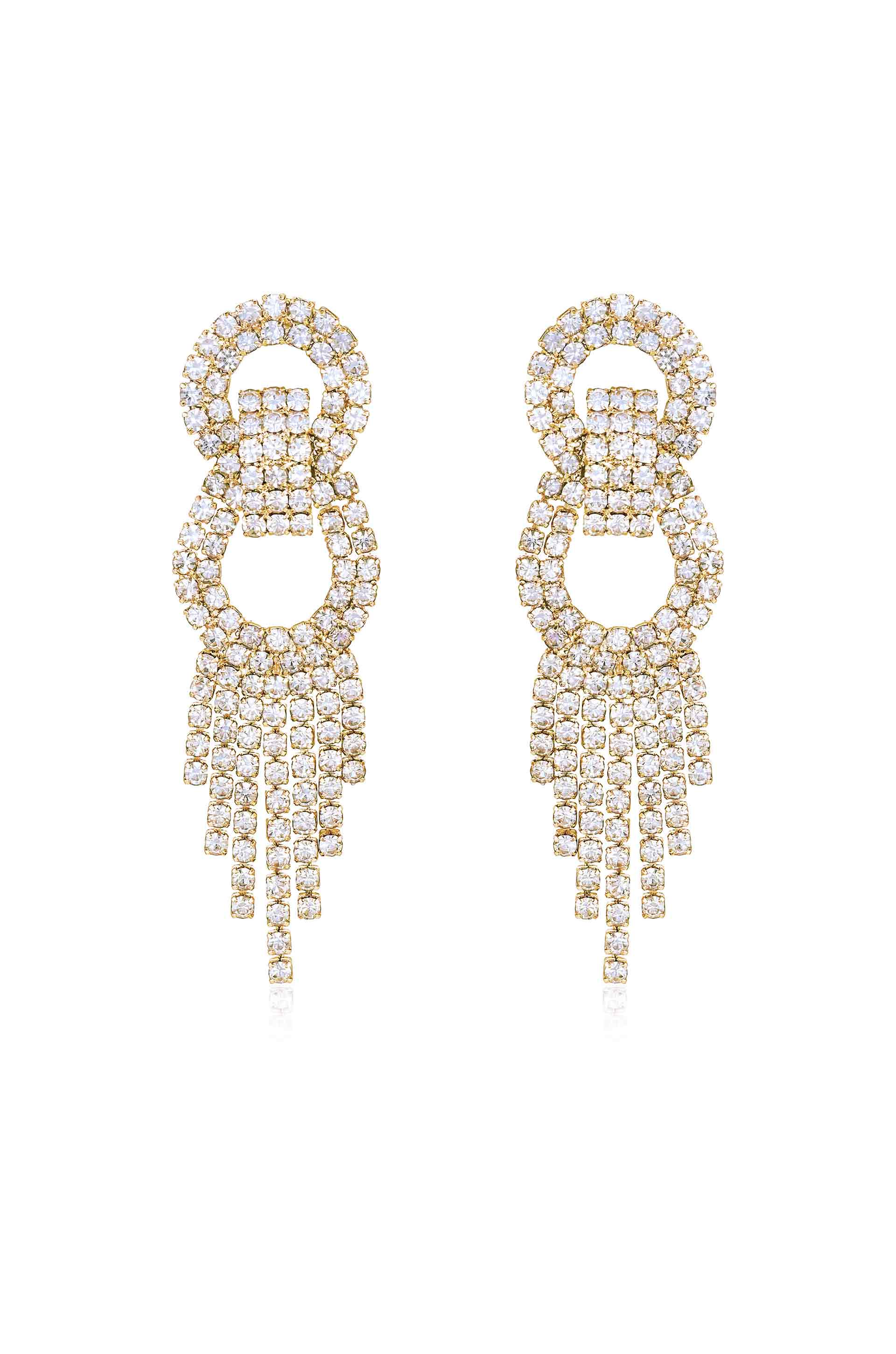 Elegant Crystal Gatsby Statement Earrings for Women - Vintage Art Deco Dangle Earrings - Perfect for Weddings, Parties & Special Occasions