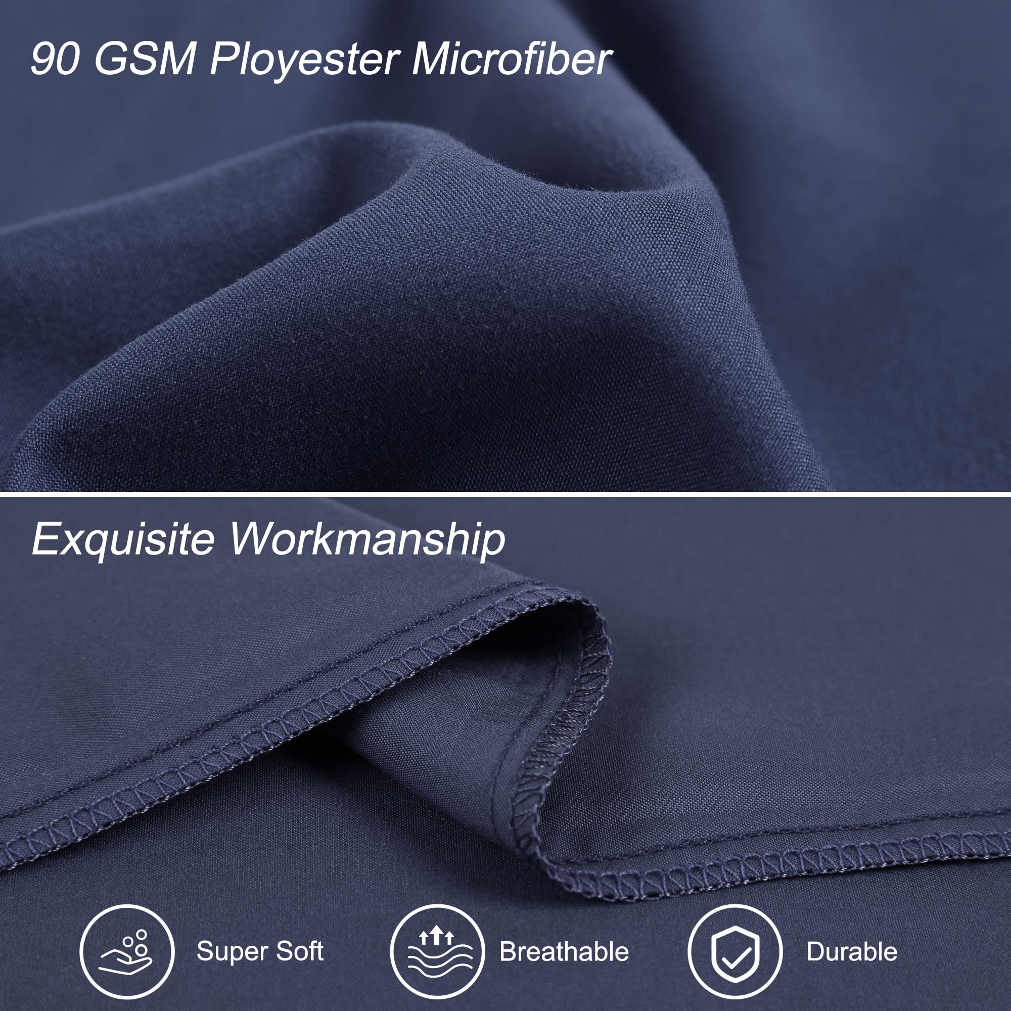Microfiber Body Pillow Case 20x48 Inches - Soft 90 GSM Polyester Pillow Cover Replacement - Navy Blue - Perfect for Pregnancy Support, Back Pain Relief & Comfortable Sleeping