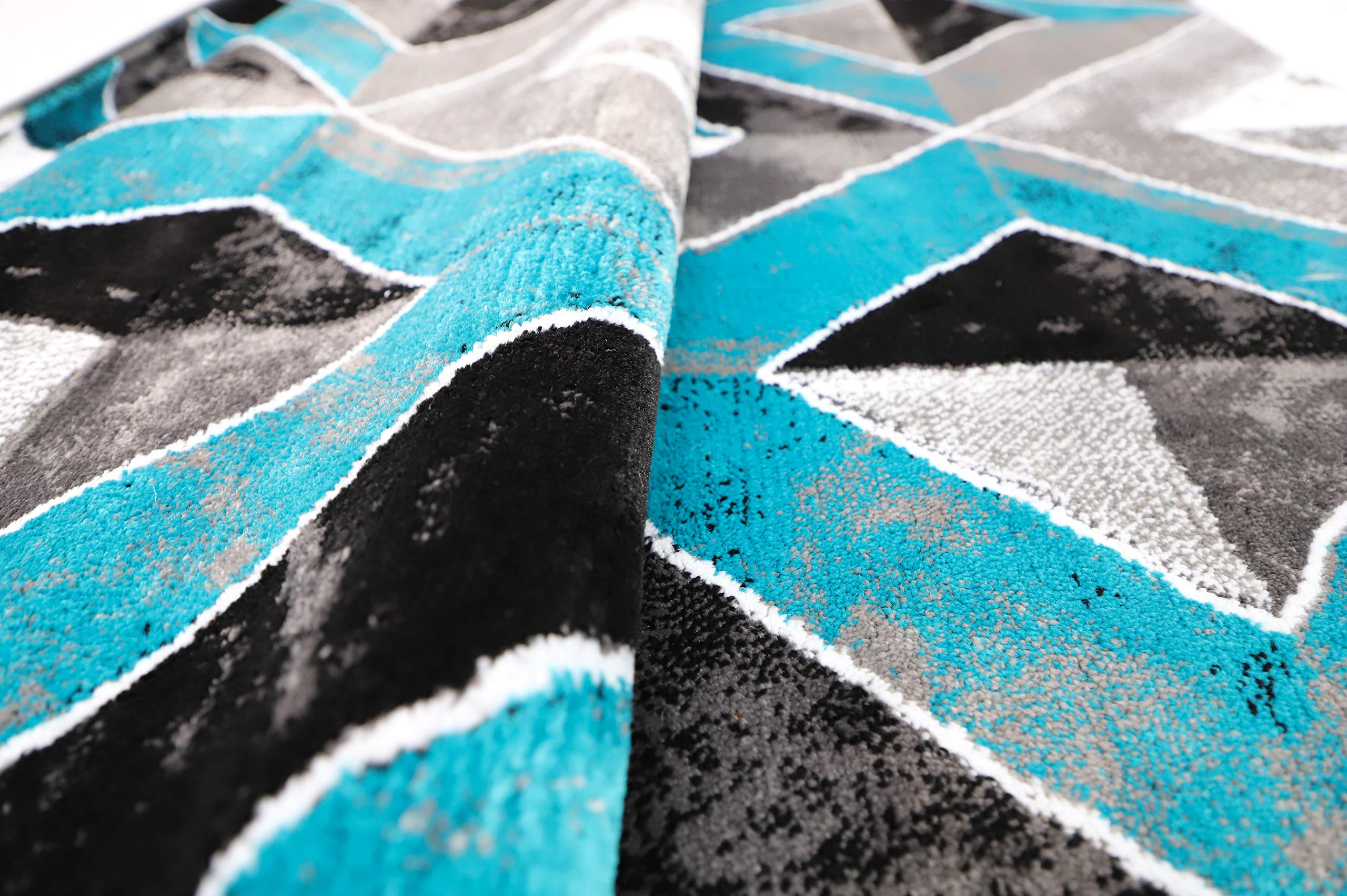 GLORY RUGS Modern Abstract Diamond Distressed Area Rug - 8x10 Turquoise Sevilla Collection 5504A - Perfect for Bedroom, Living Room & Dining Room Decor