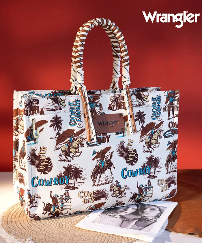 Wrangler Cowboy Print Tote Bag - Stylish Western Design for Women & Men - Perfect for Shopping, Travel & Outdoor Adventures