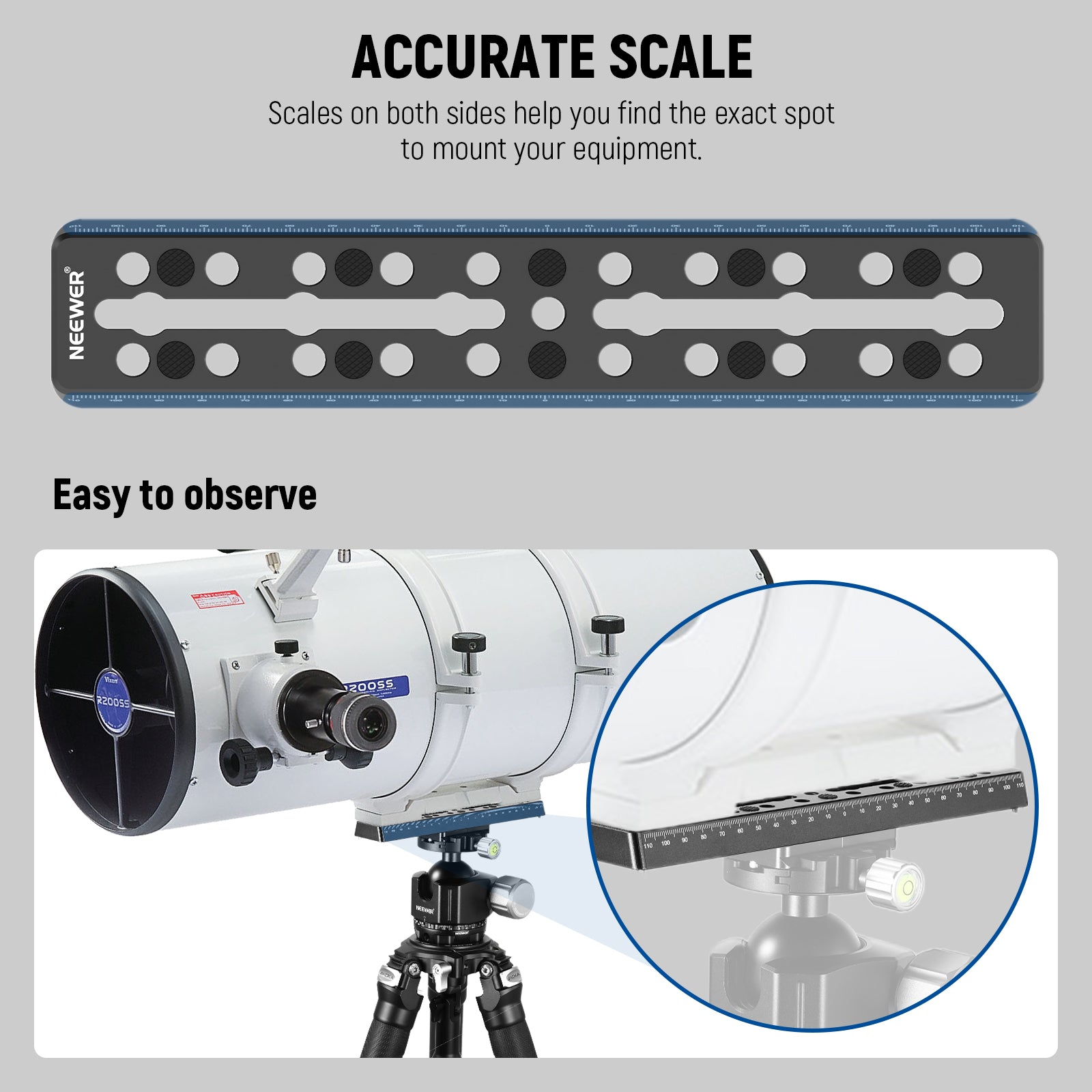 NEEWER QR003 9/230mm Vixen Style Dovetail Rail Bar Plate - Compatible with Telescopes, Cameras & Mounts for Astronomy & Photography