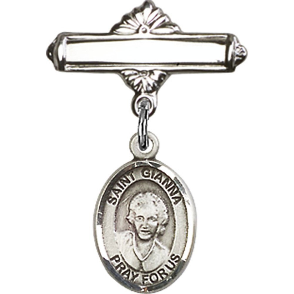 Sterling Silver Baby Badge with St. Gianna Beretta Molla Charm - Polished 1
