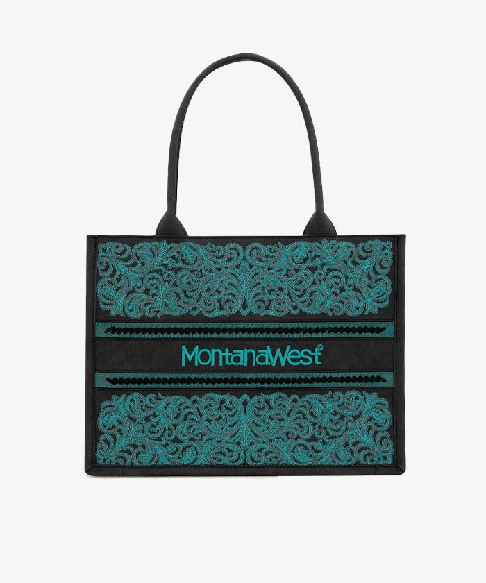 Montana West Embroidered Concealed Carry Tote Bag for Women - Stylish CCW Purse with Hidden Gun Pocket | Perfect for Everyday Carry, Travel & Self-Protection