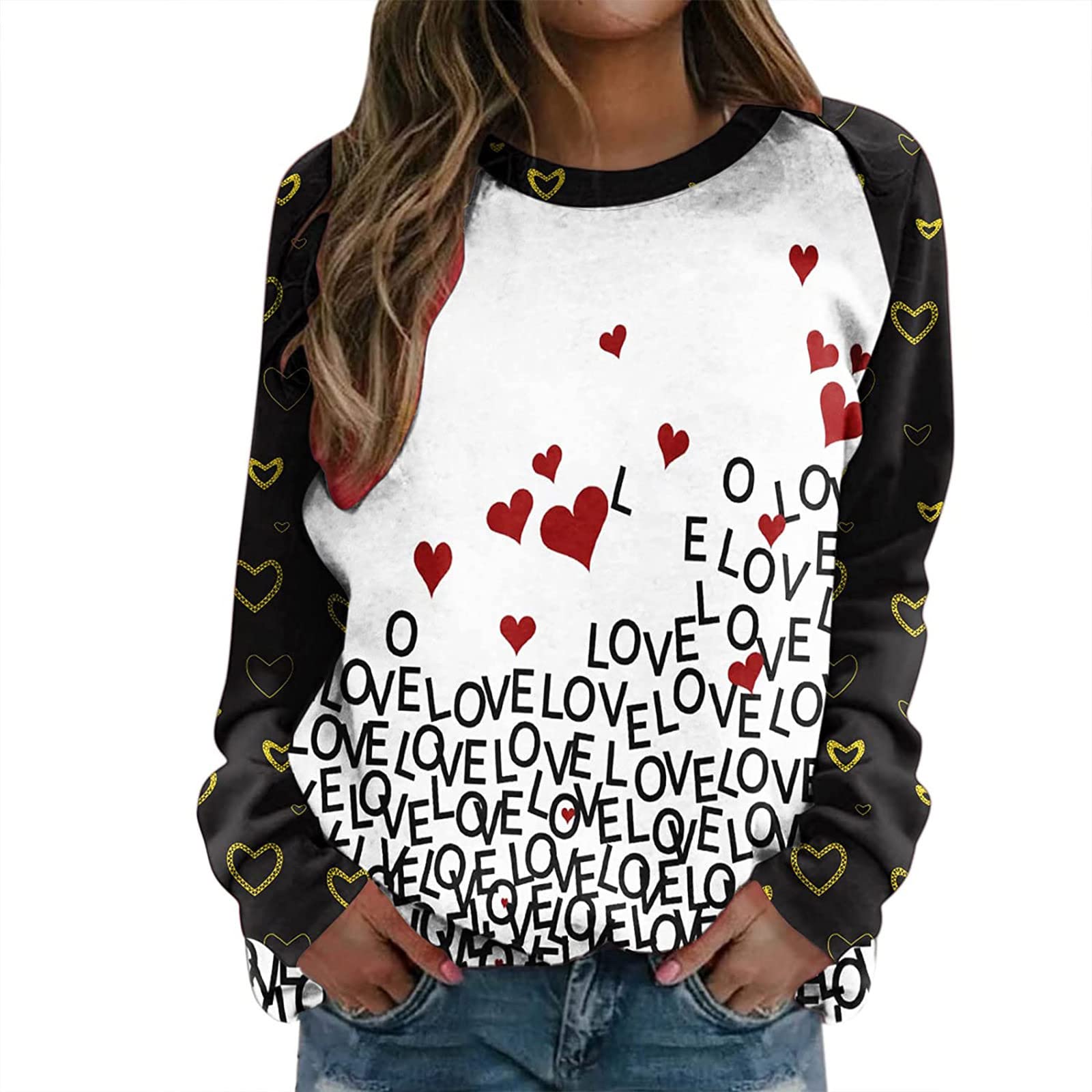 Women's Lightweight Crewneck Pullover Sweatshirt - Valentine's Day Love Tops, Comfy Casual Blouse for Everyday Wear, Date Night & Gift Giving