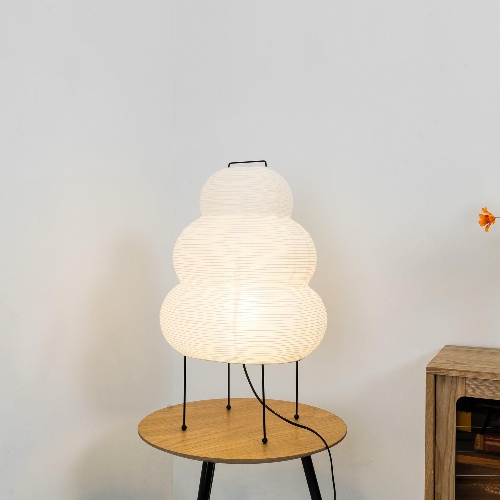 Japanese Akari Paper Table Lamp - Handmade Shoji Style Lighting for Bedroom, Living Room & Office - Warm Ambient Light for Relaxation & Decor