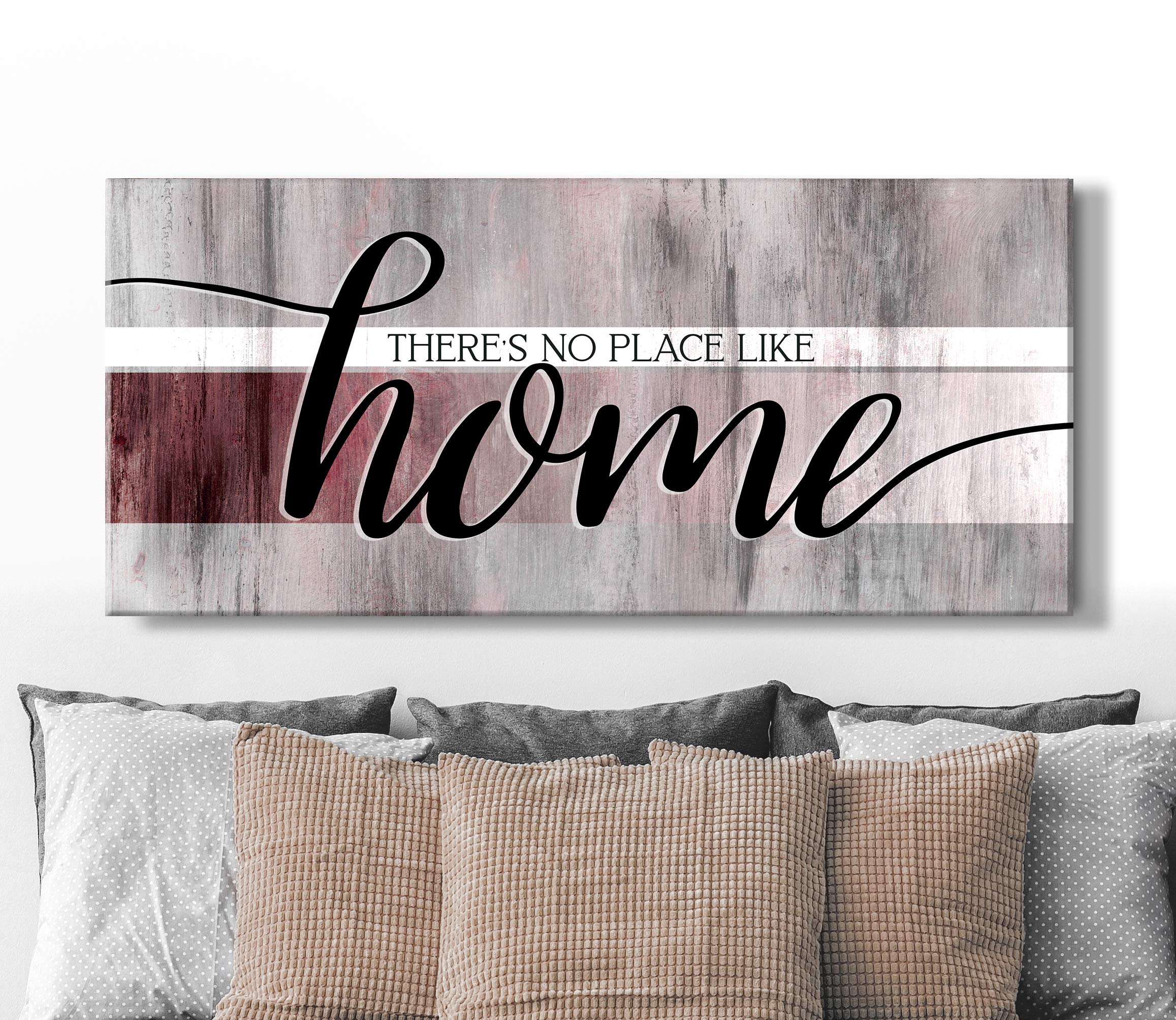 Rustic Home Decor Wall Art - 'There's No Place Like Home' Sign in Wine Red, 42x19 Inches | Farmhouse Style Living Room & Entryway Decor | Perfect for Housewarming Gifts