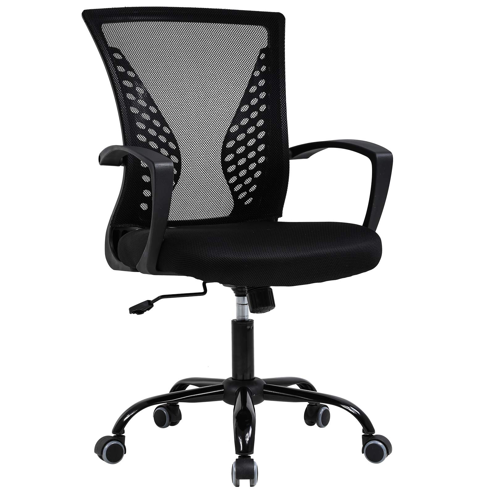 Ergonomic Mid Back Mesh Office Chair - Adjustable Height, Lumbar Support & Armrests - 250lbs Weight Capacity - Comfortable Computer Desk Chair for Home & Office Use - Ideal for Long Work Hours, Gaming & Remote Work (Black)