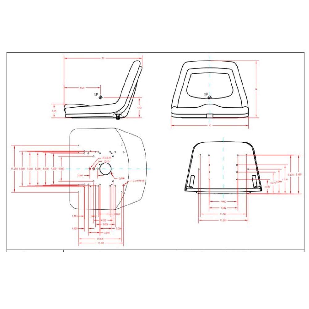 G503536324 Universal Waterproof Black Deluxe High Back Steel Pan Tractor Seat with Drain Holes - Durable Aftermarket Replacement for Comfortable Farming & Outdoor Use